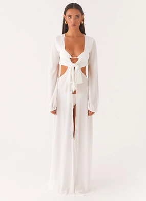 Coastal Maxi Dress - White Charming Design Polished Finish