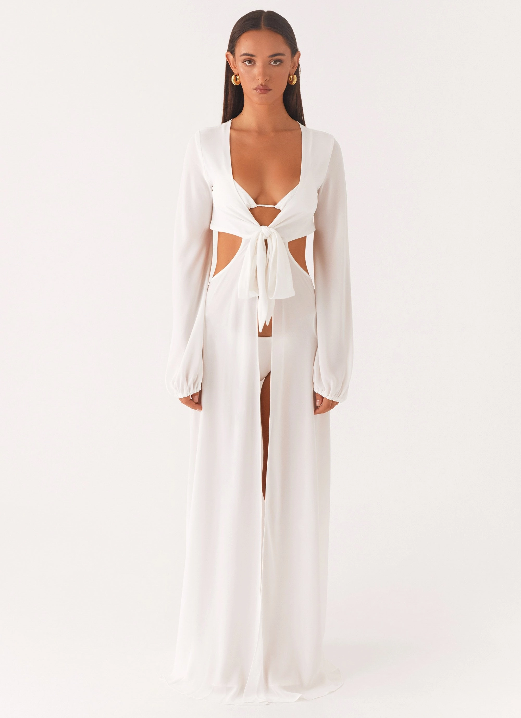 Coastal Maxi Dress - White Charming Design Polished Finish