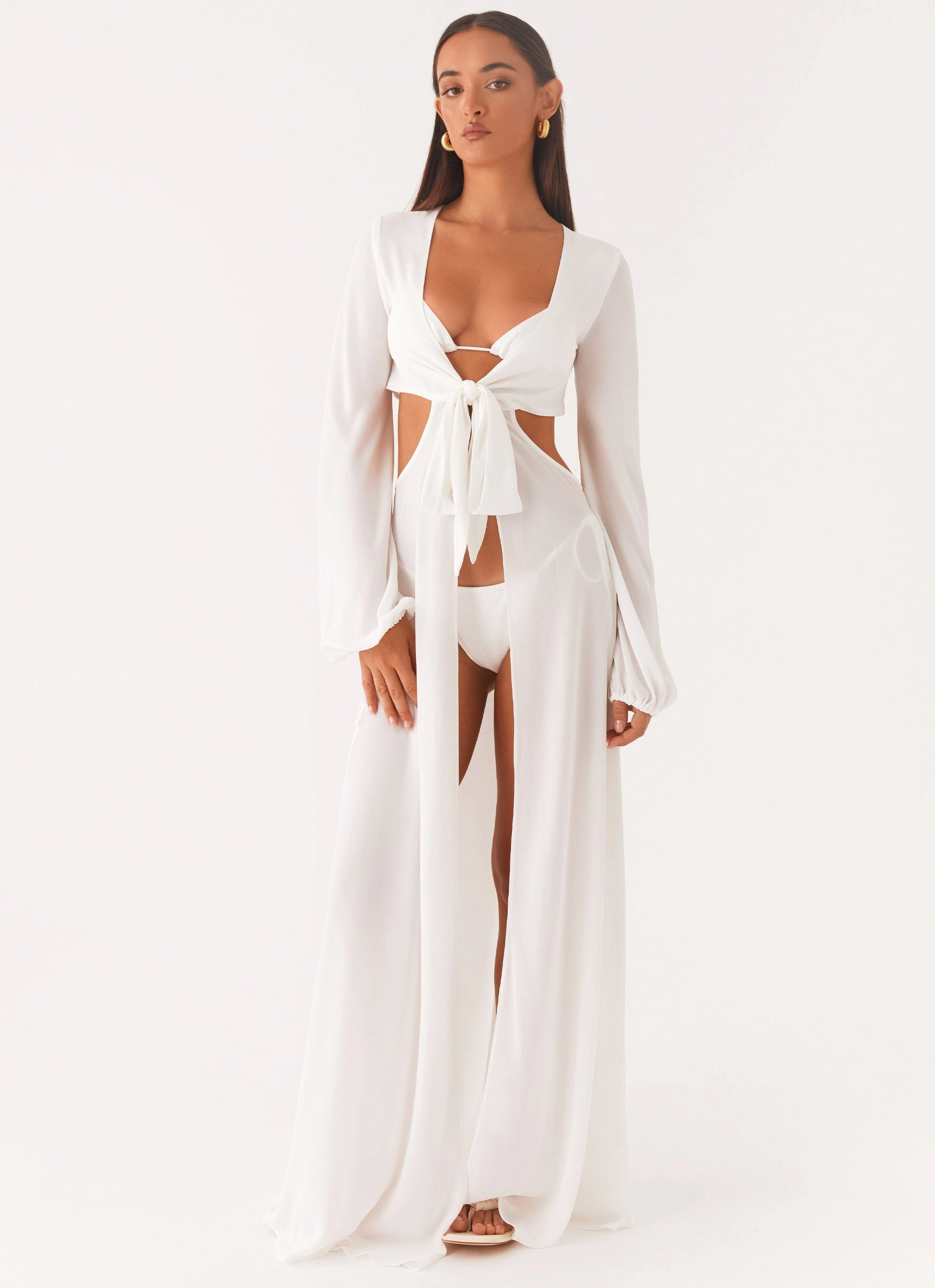 Fresh Outfit Cozy Feel Coastal Maxi Dress - White