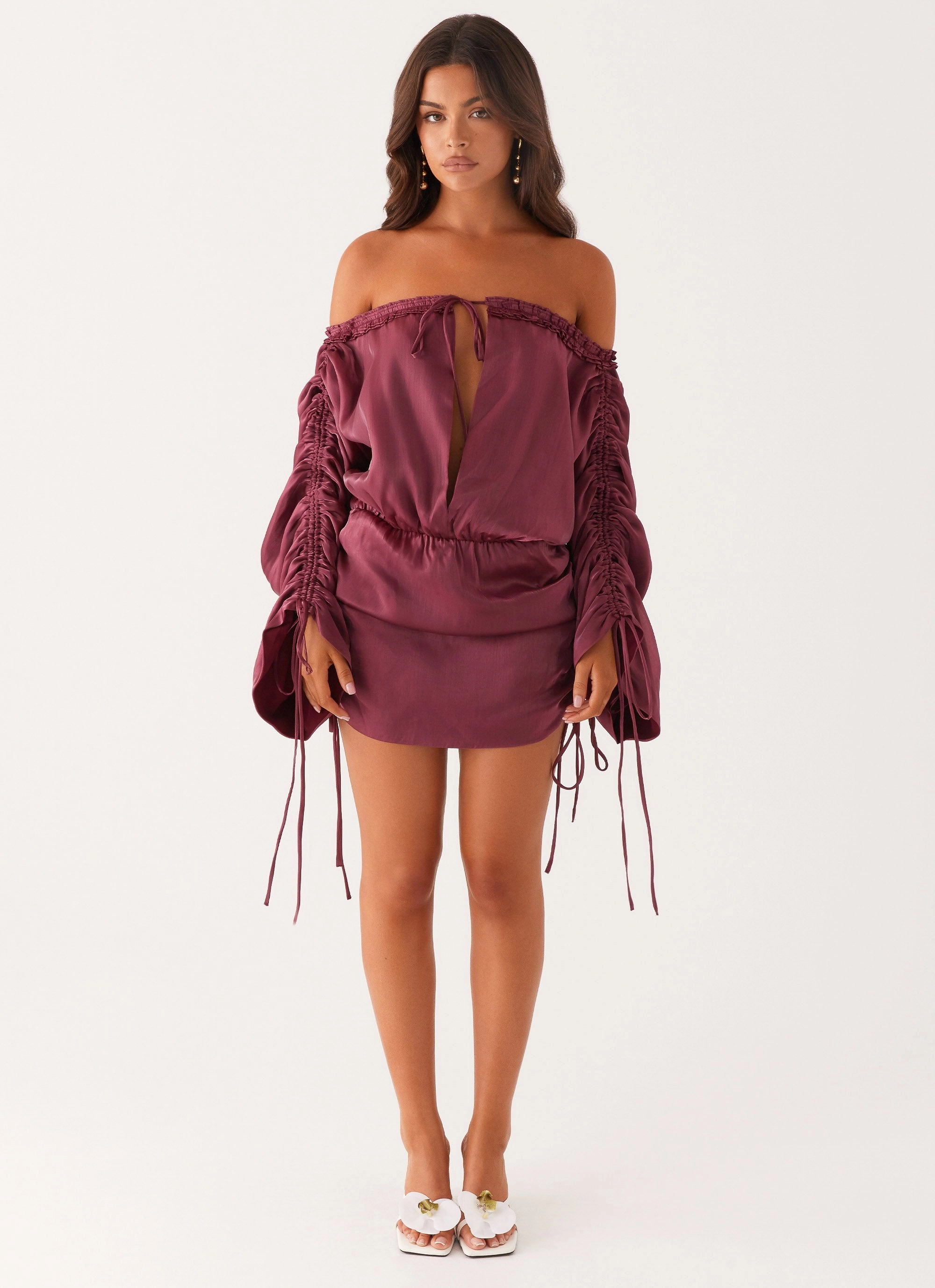 Stud-Detail Reeve Mini Dress - Mulberry