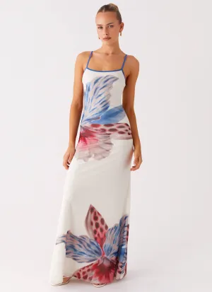 Everett Maxi Dress - White Sea Bloom BreathableLining Cool Drape
