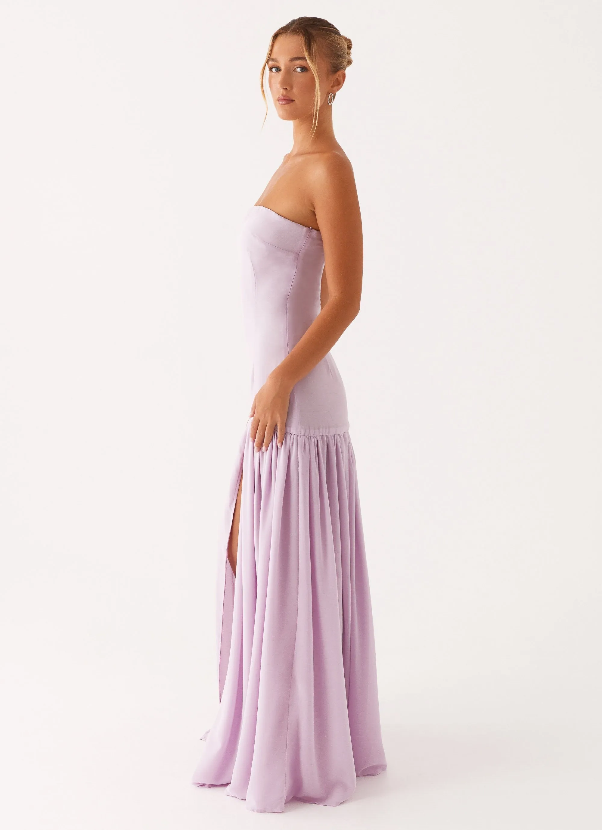 Style Blend Bold Color Eden Strapless Maxi Dress - Lilac