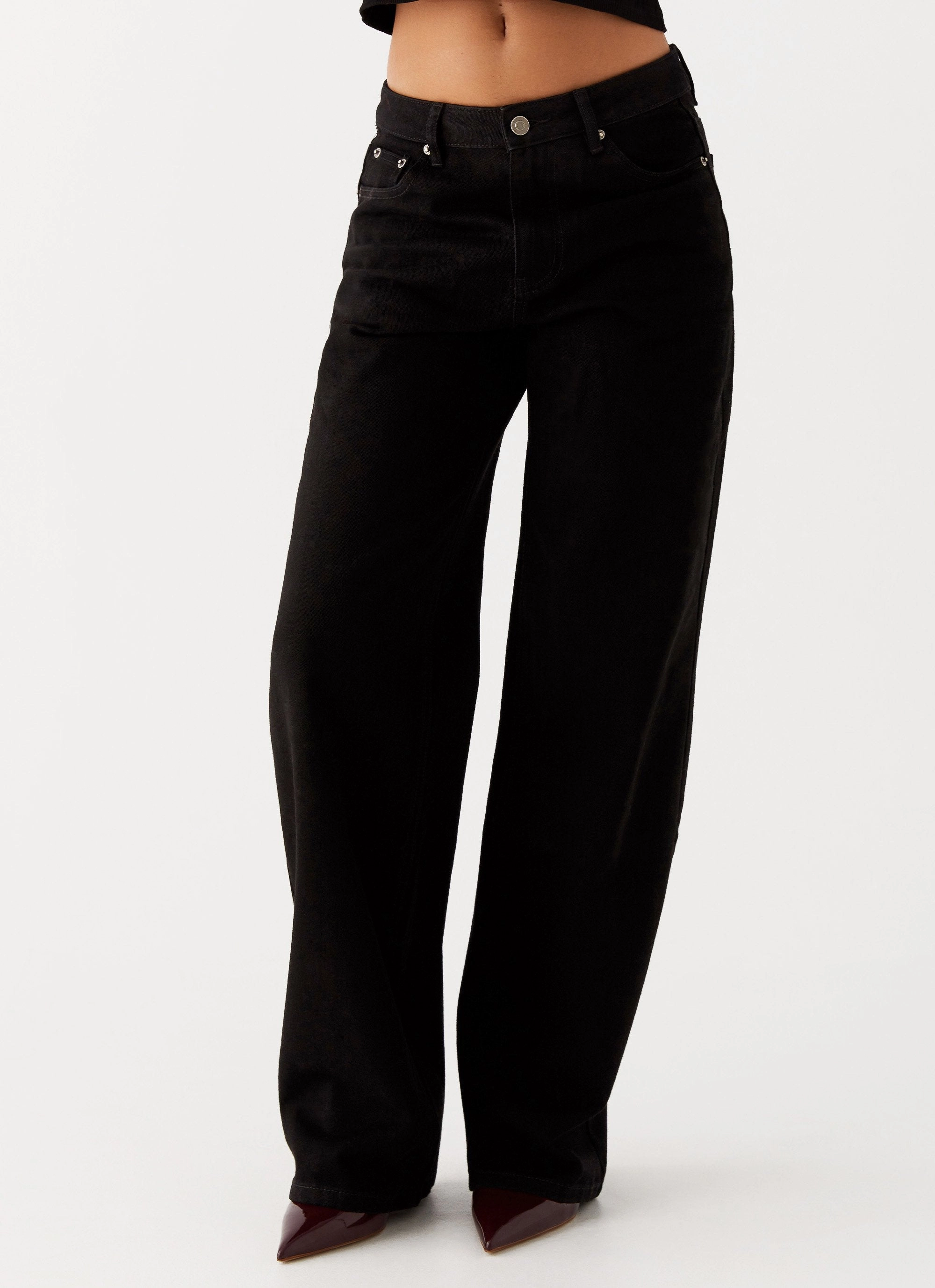 Keanna Low Rise Denim Jeans - Black Easy Wear