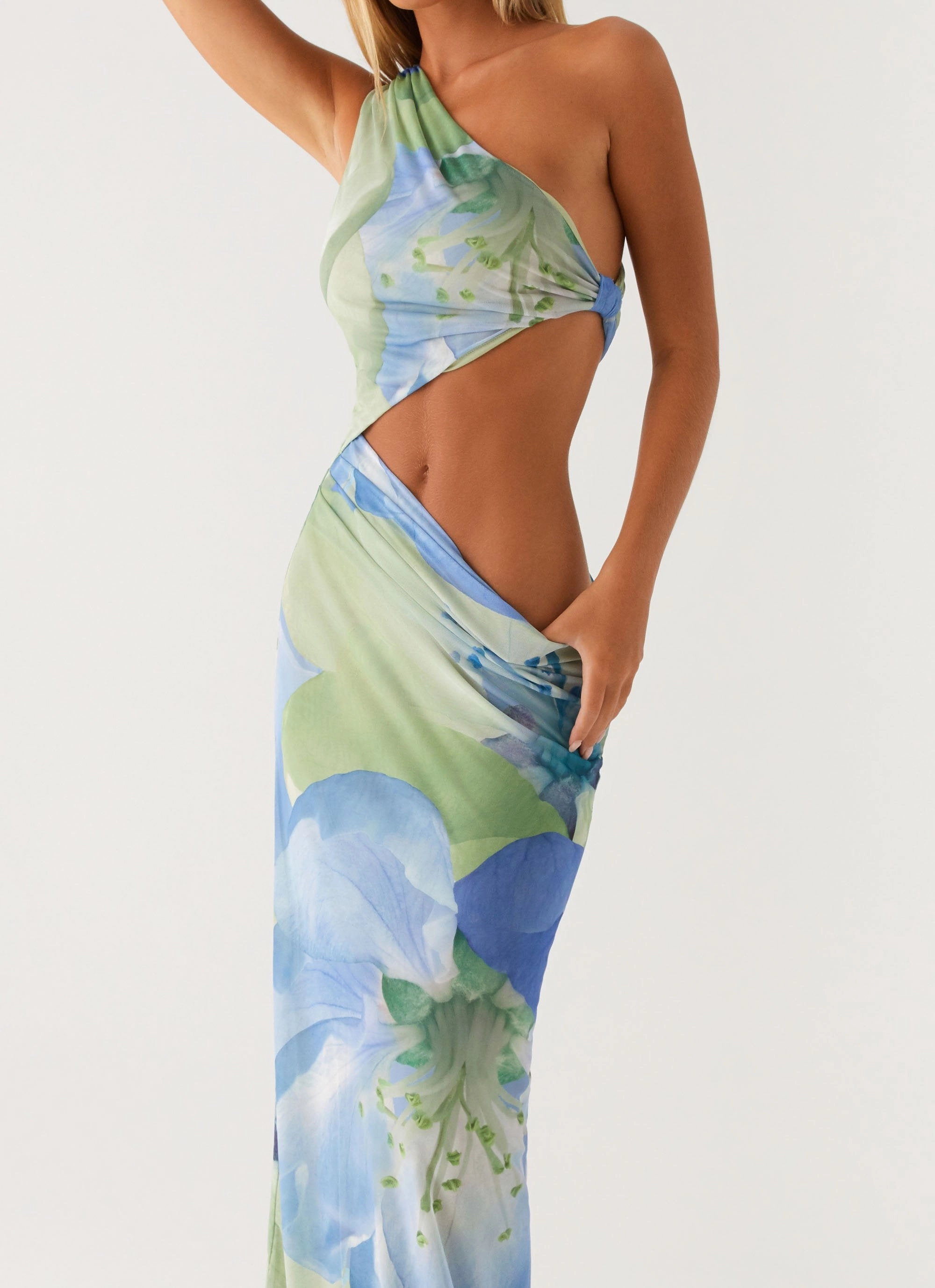 Stylish Look Glossy Detail Wilder Maxi Dress - Flower Print