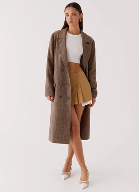Since Way Back Longline Coat - Brown Travel Commuter Layer