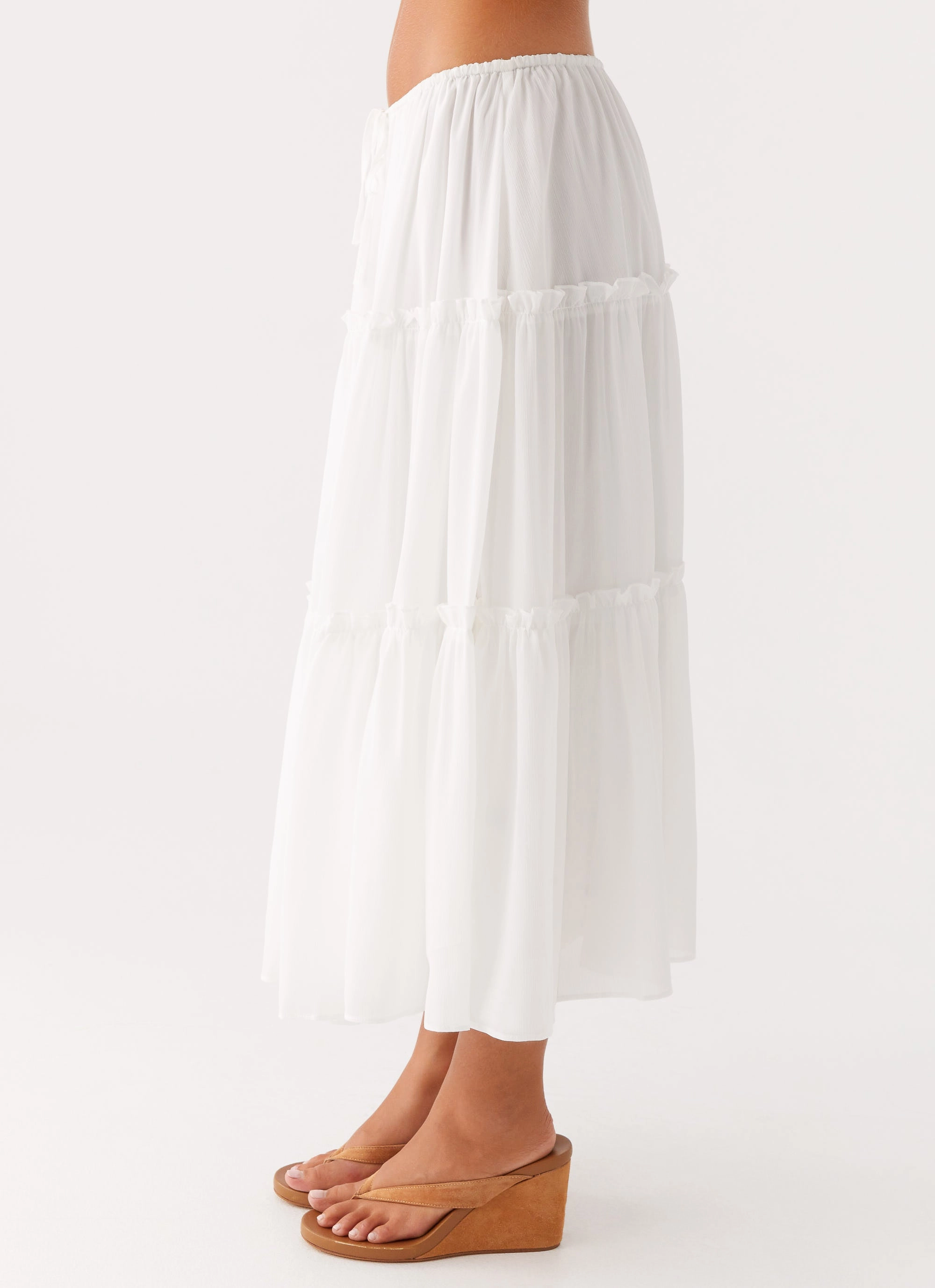 Evi Midi Skirt - Ivory Effortless Style Tear Resistant Fabric