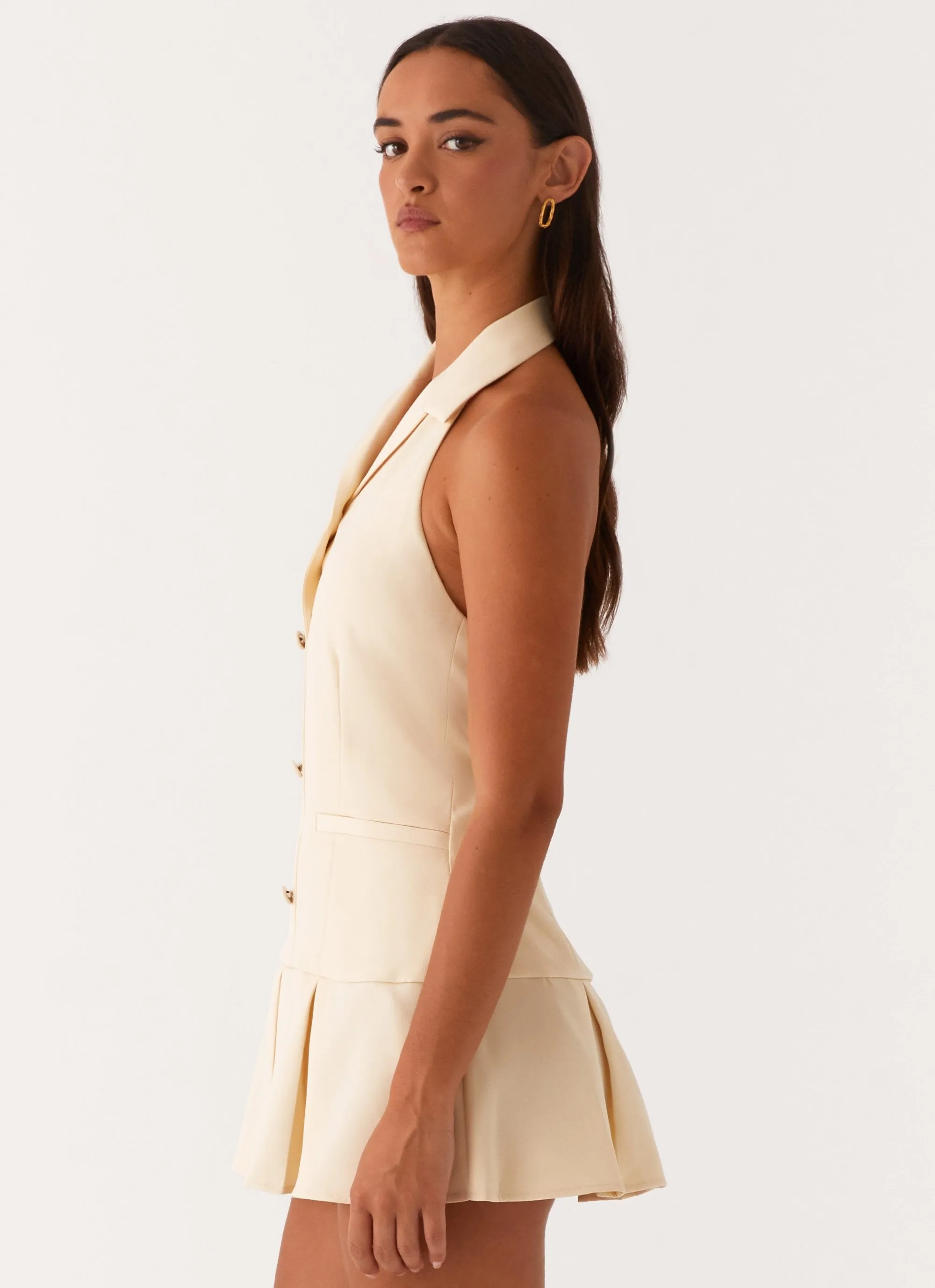 Payton Mini Dress - Lemon relaxed elegance