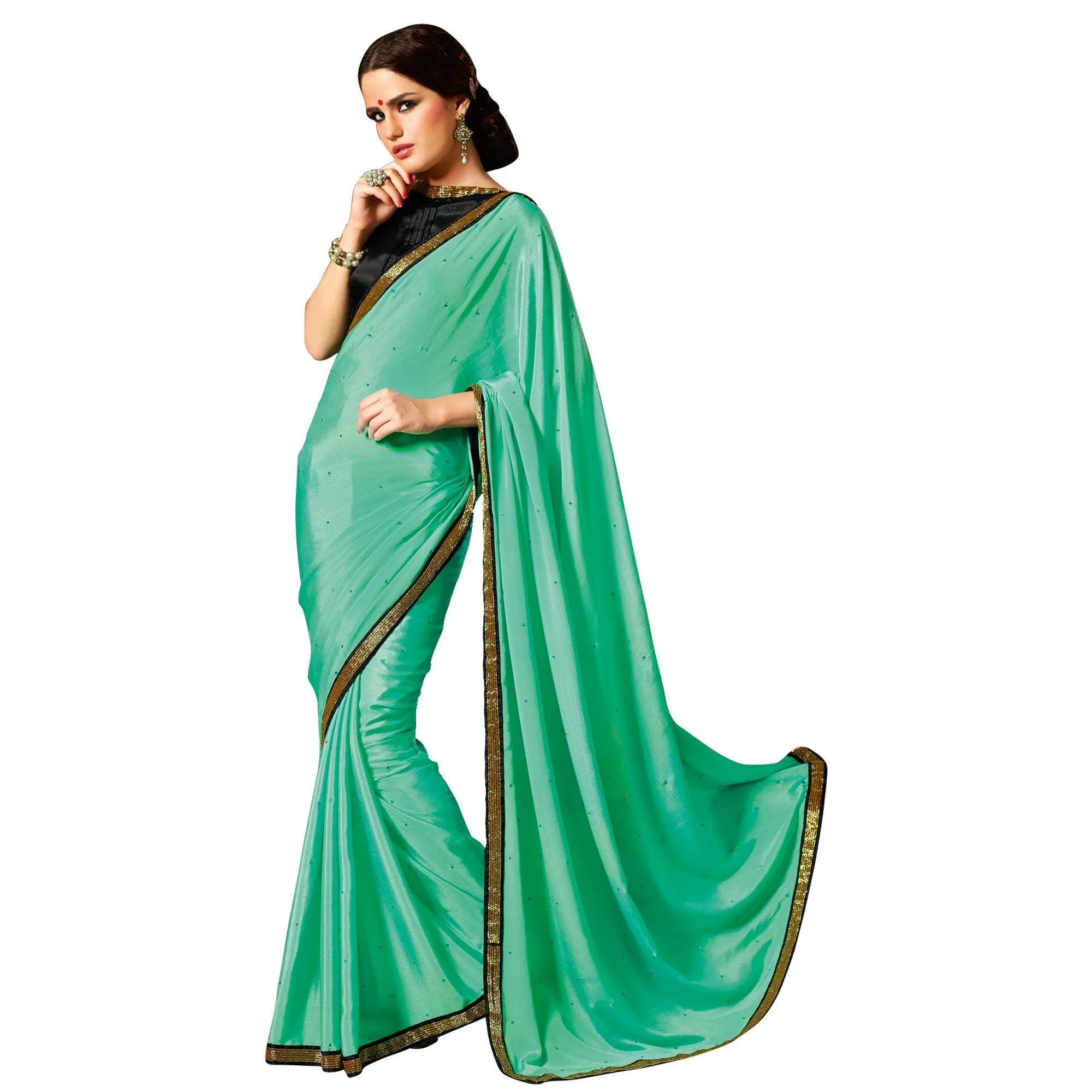 Exclusive Green Saree with Designer Blouse Fabric SC709