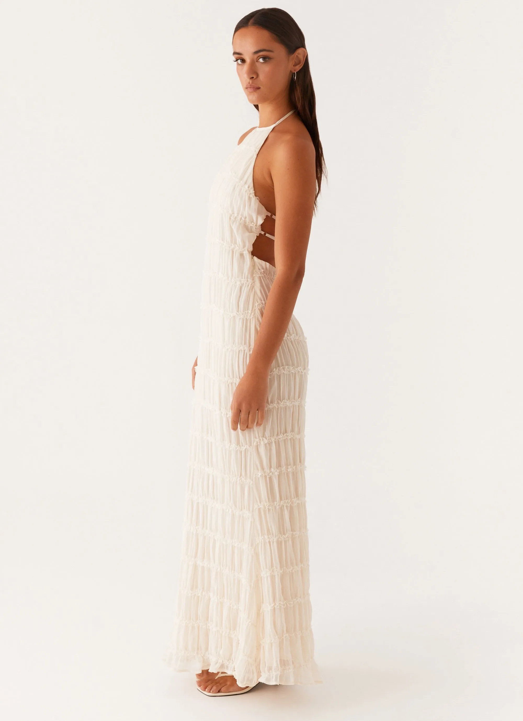 Aullie Maxi Dress - Ivory Pink Glow