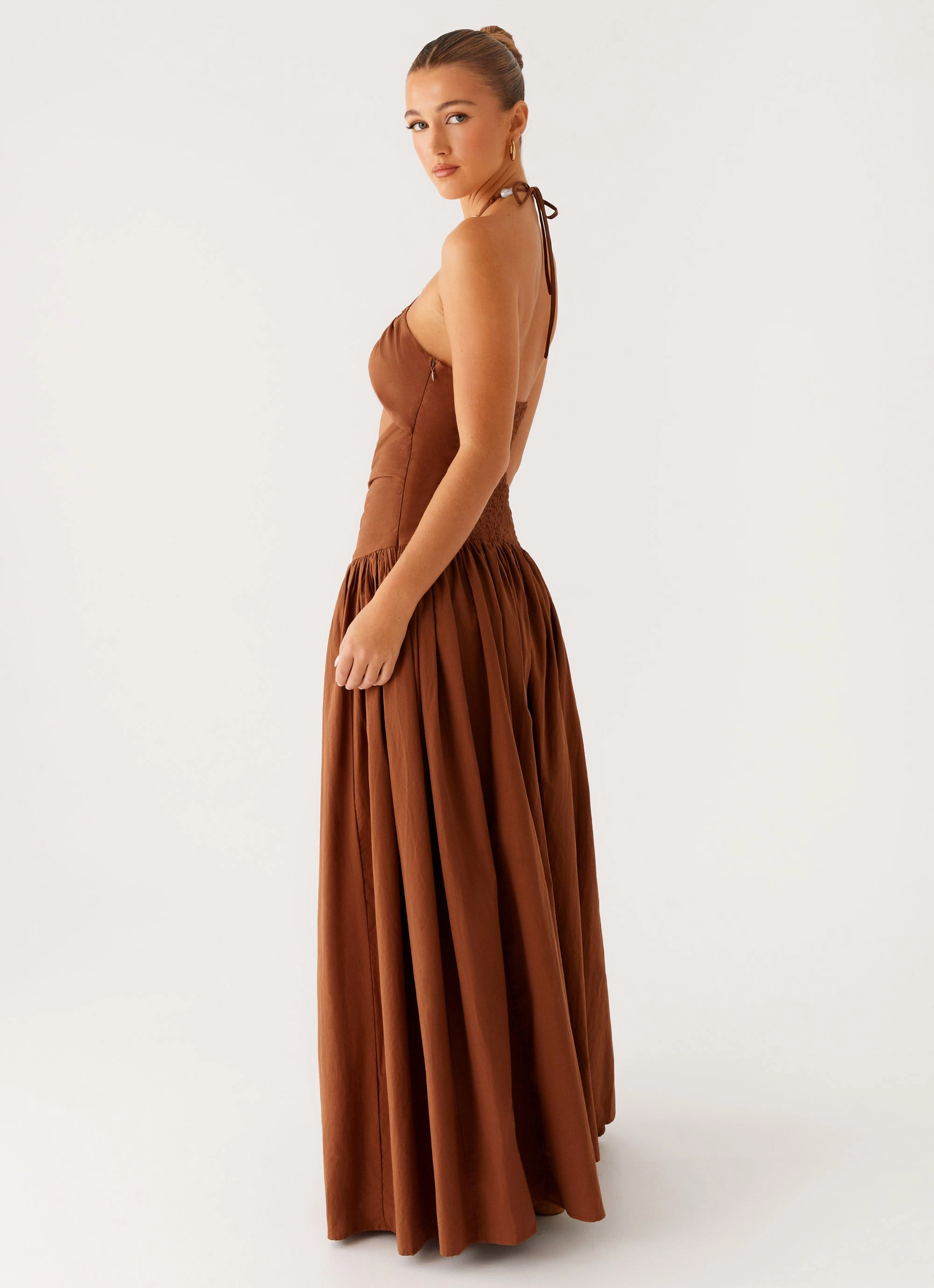 Ready Anytime Frayed-Edge Paltrow Maxi Dress - Chocolate