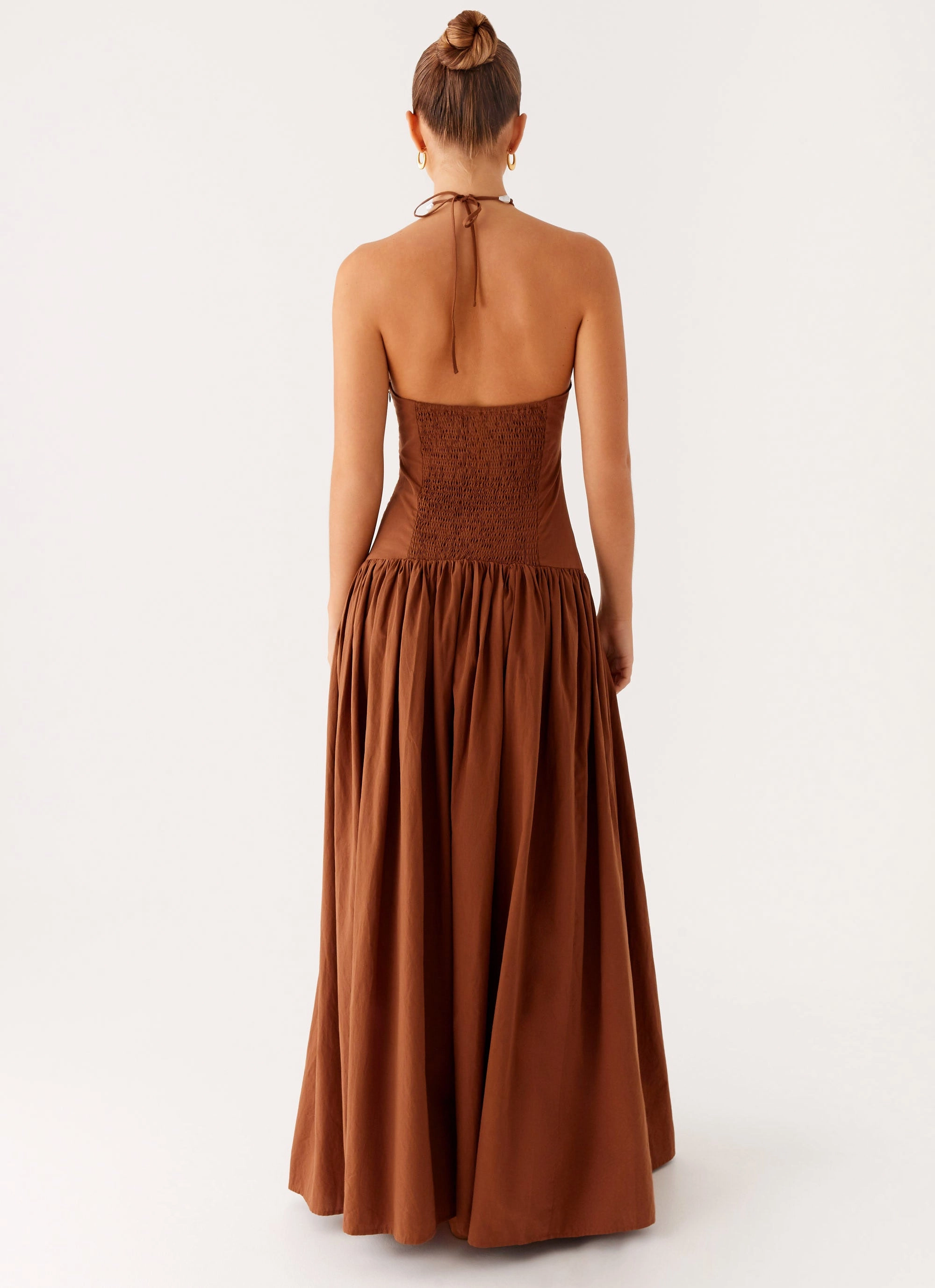 Chic Design ContrastStitching Paltrow Maxi Dress - Chocolate