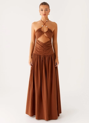 SmoothEdgeFinish Silk-Blend Paltrow Maxi Dress - Chocolate