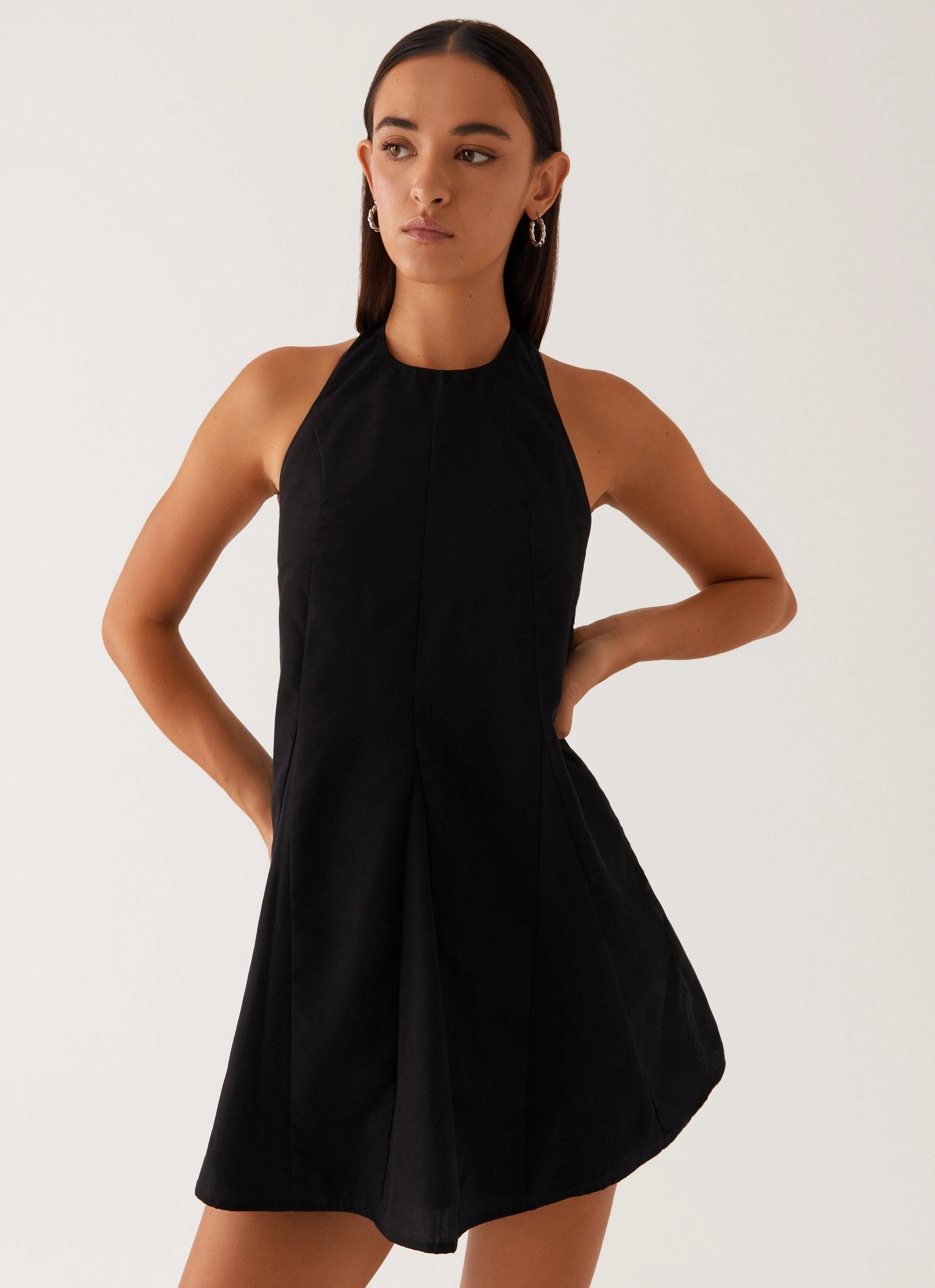 Flowy casual dress Avalon Halterneck Mini Dress - Black