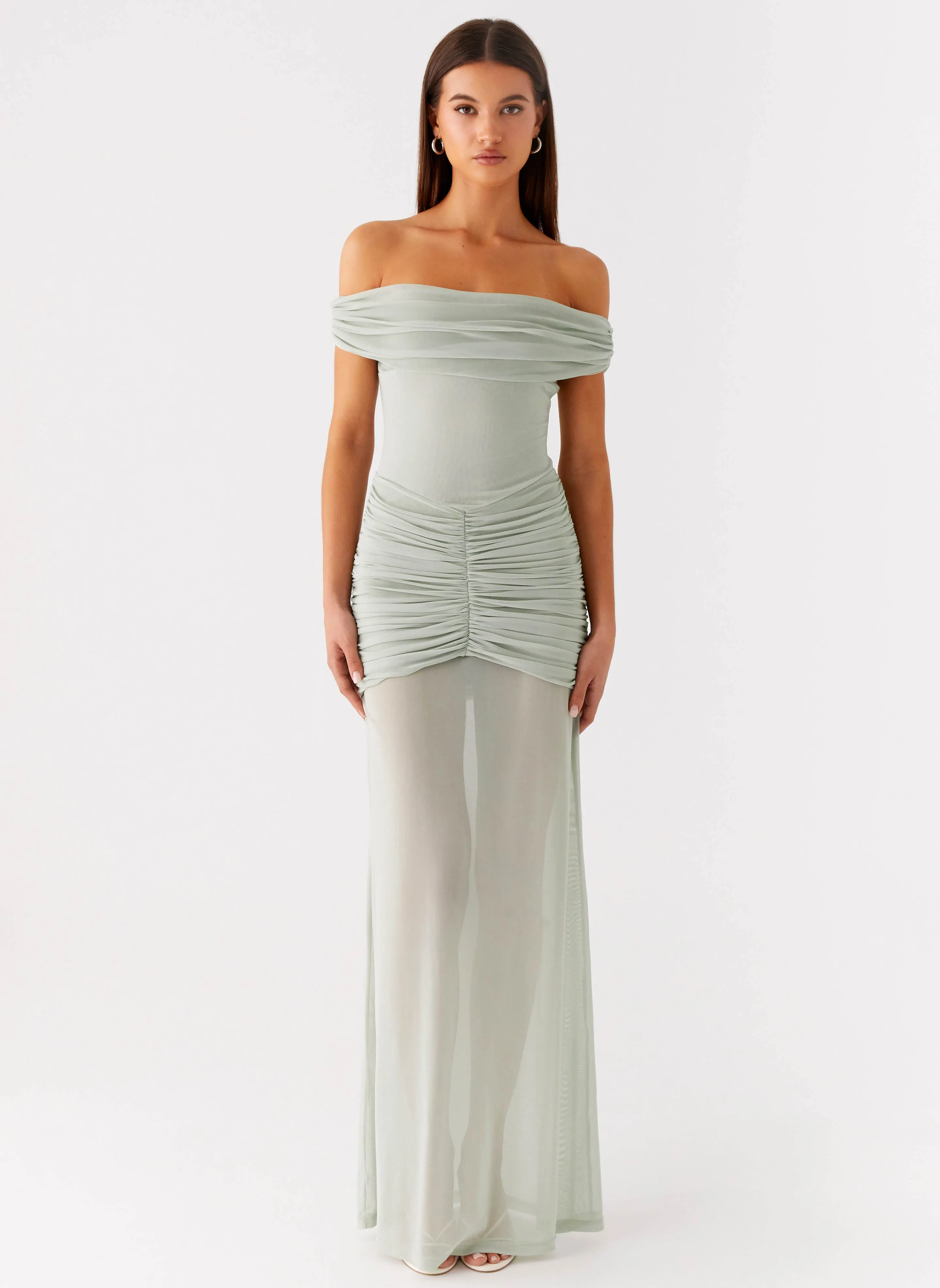 Eyllin Off Shoulder Maxi Dress - Sage Flattering Comfort Wear