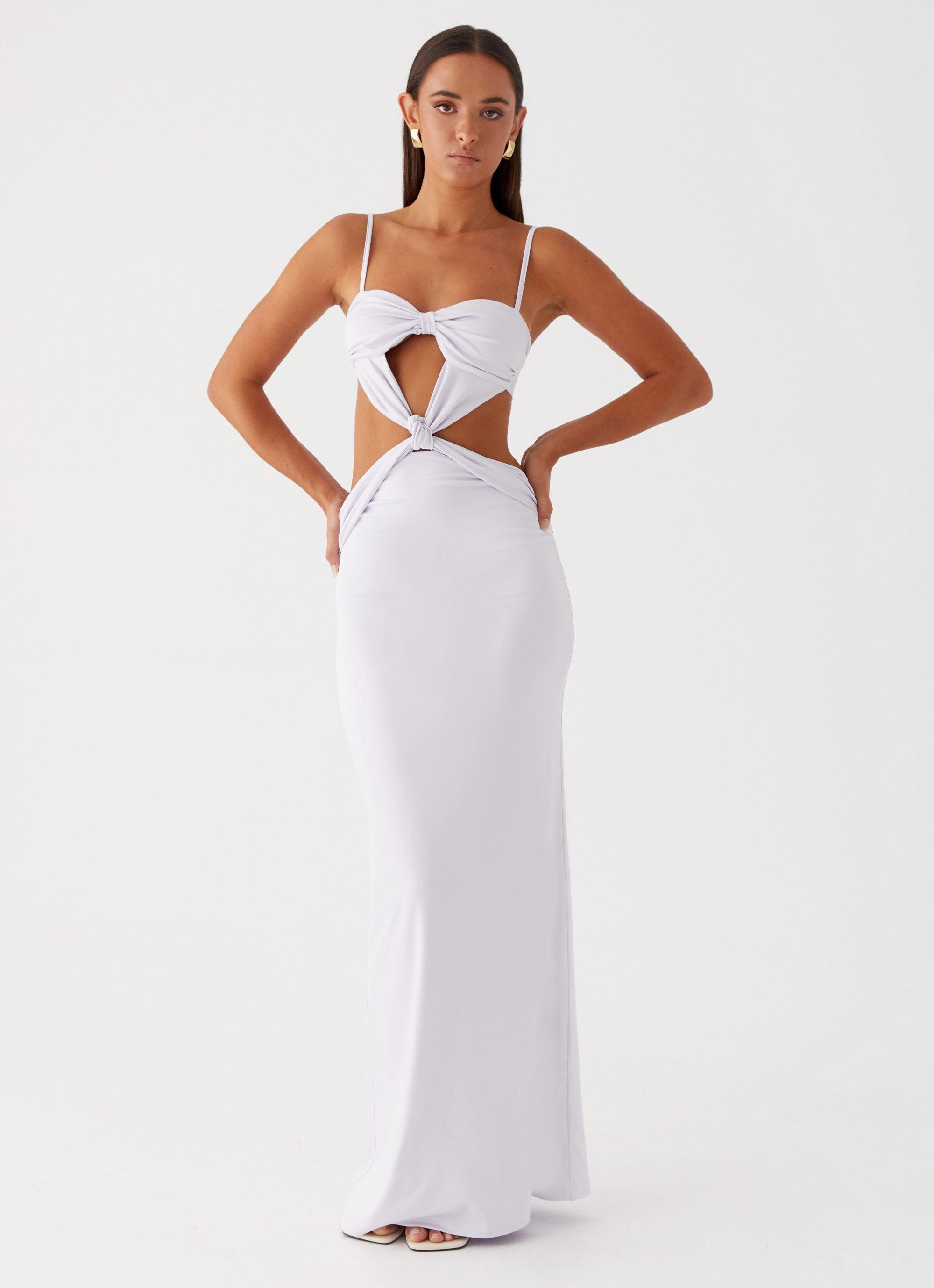 Mixed Fabric HypoallergenicFiber Heart And Soul Maxi Dress - Lavender