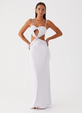 Mixed Fabric HypoallergenicFiber Heart And Soul Maxi Dress - Lavender