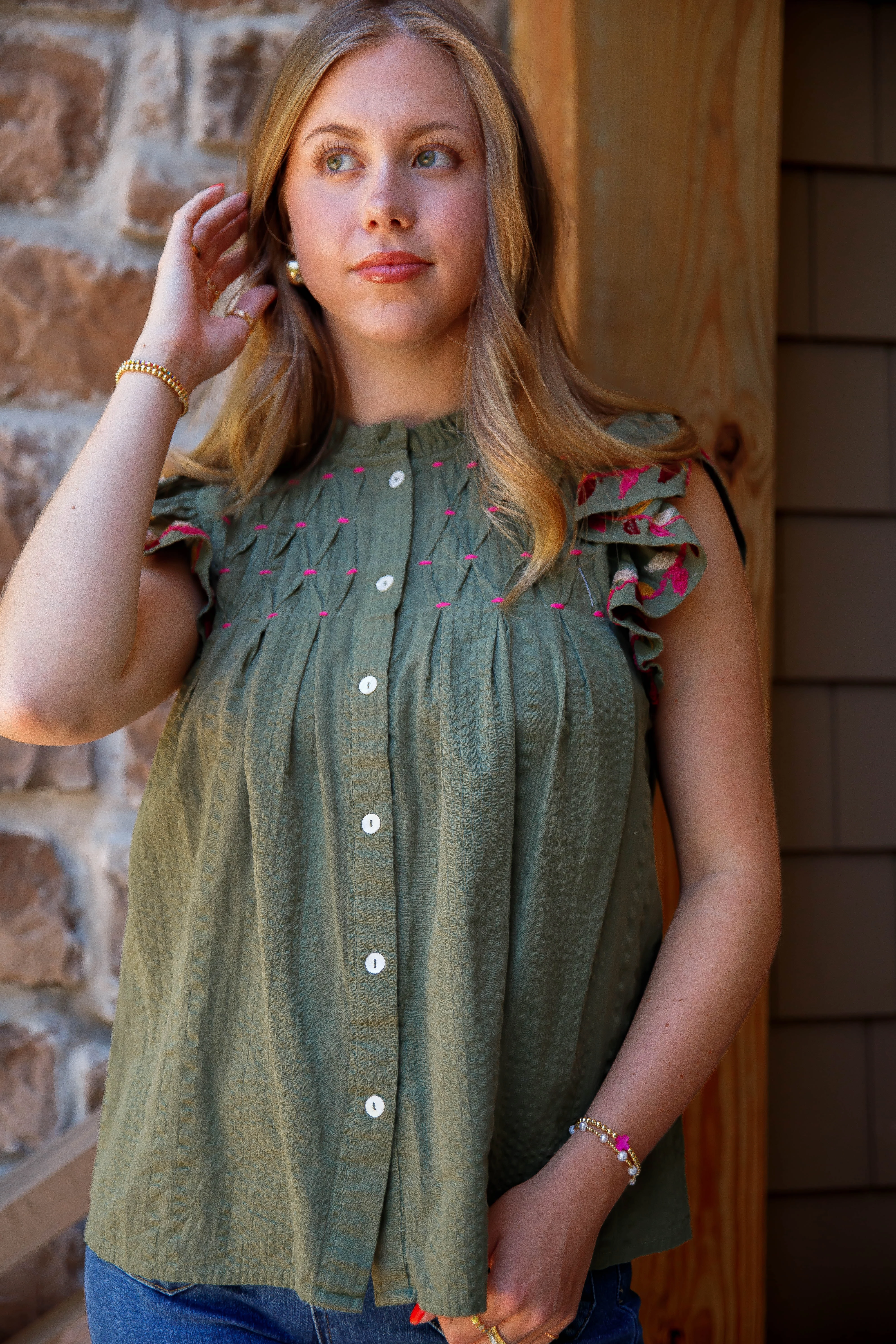 Odor Resistant Treatment WrinkleResistant Fabric Wants and Needs Blouse