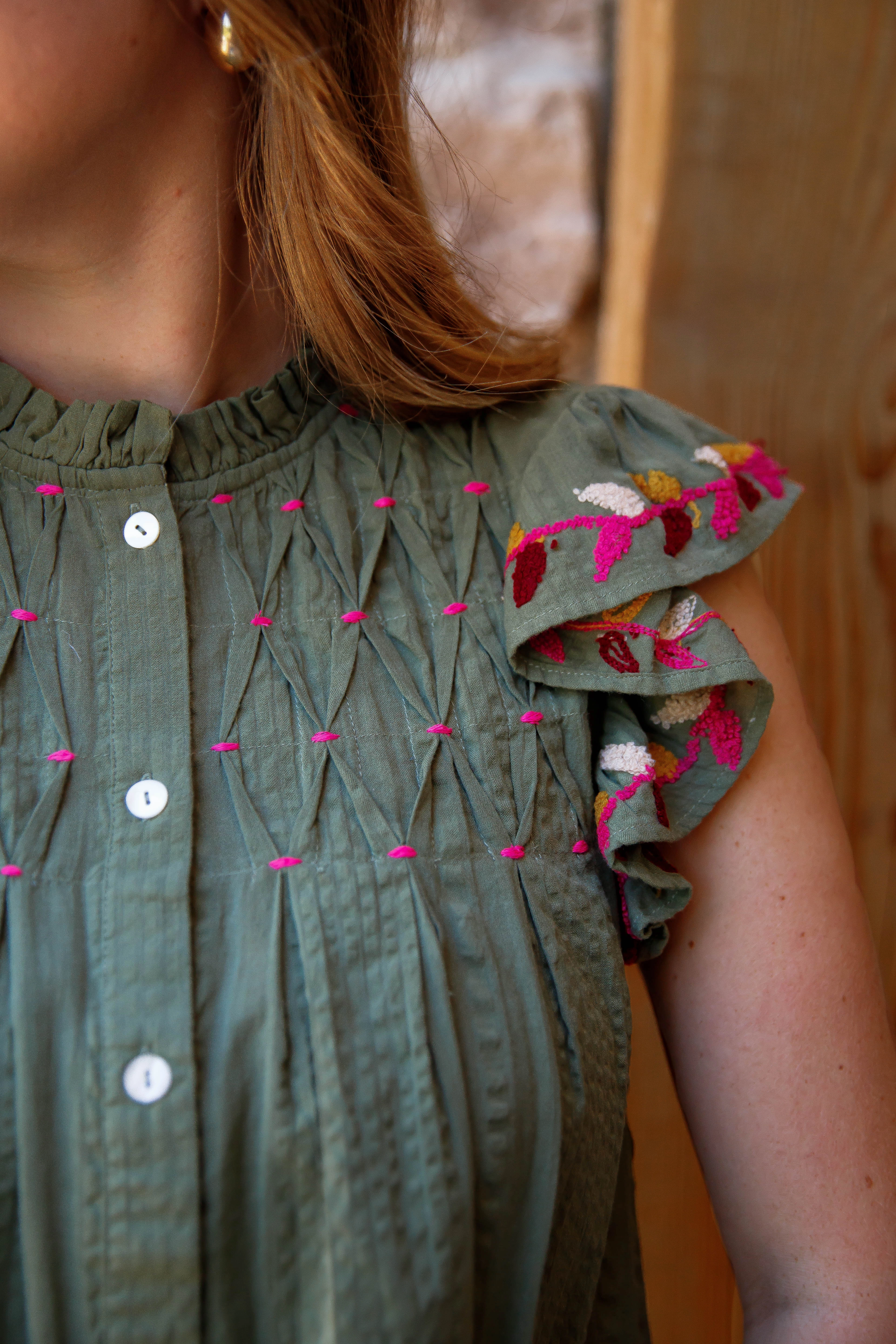 Ribbed Collar Style Wants and Needs Blouse