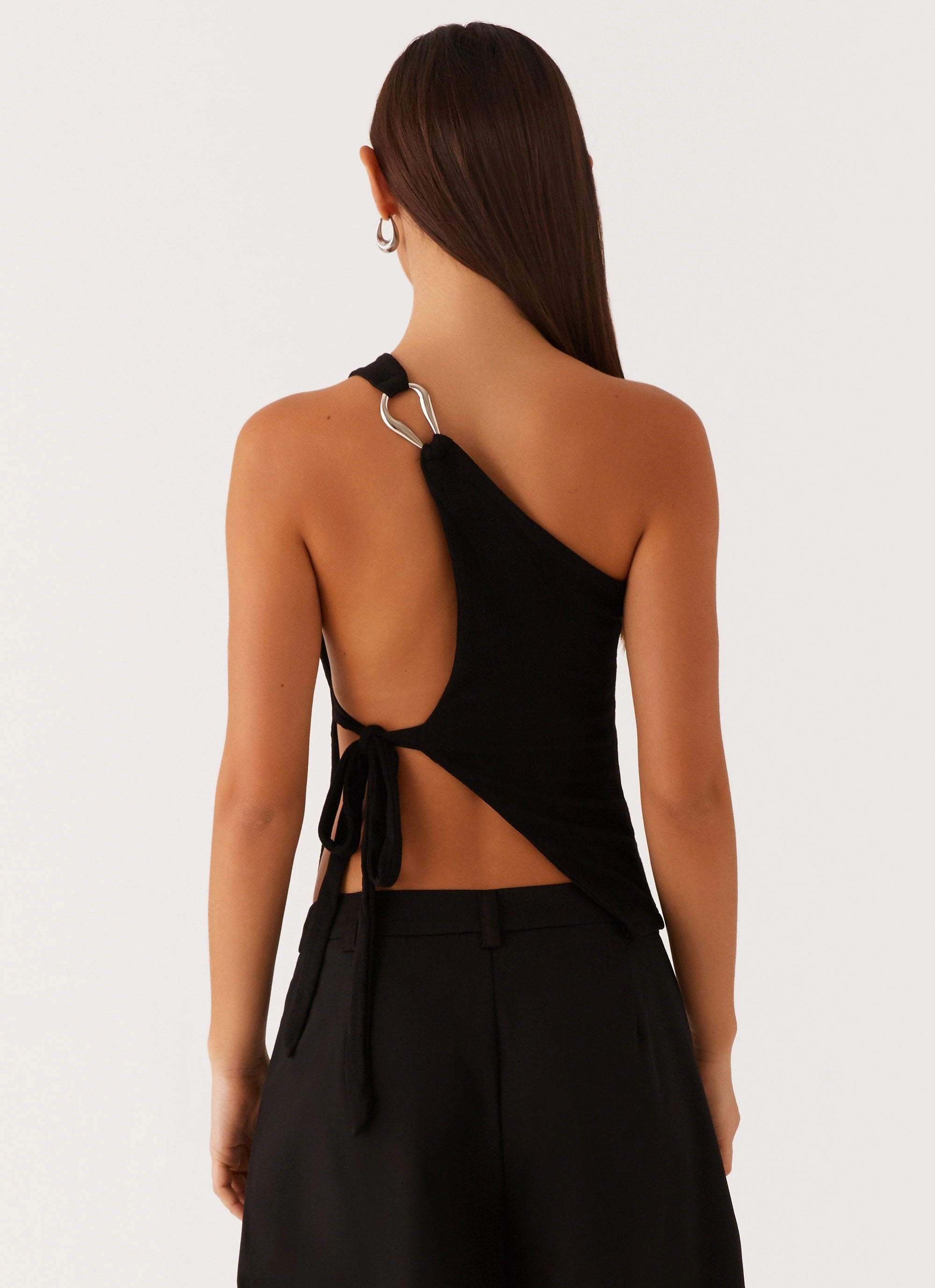 Safiya One Shoulder Top - Black AdjustableClosure