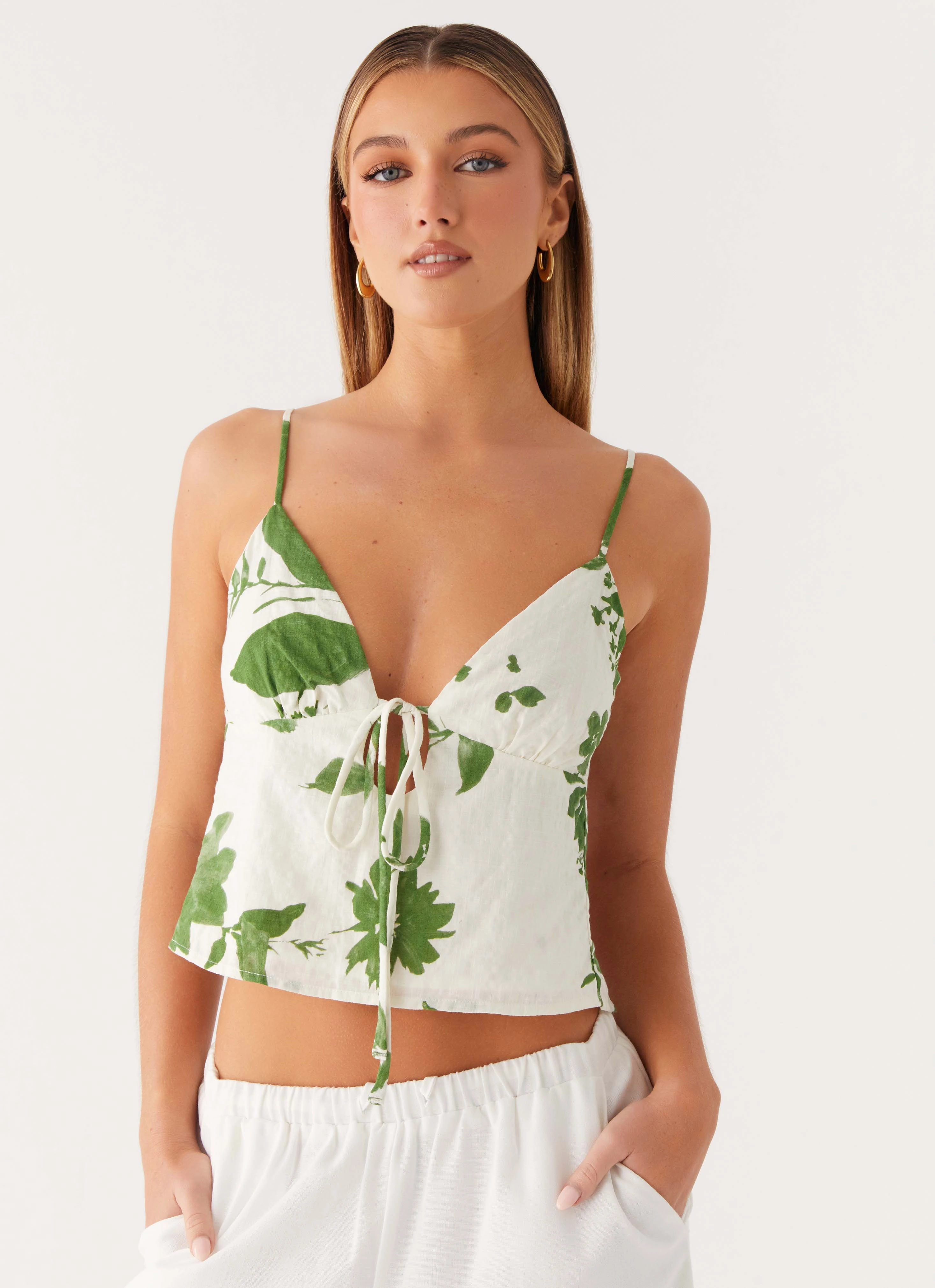 Faela Cami Top - Verdant Bloom Durable Double Stitching AntiStaticLining