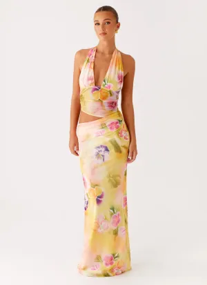 Mood Look Timeless Soft Main Act Halter Maxi Dress - Sunburst Floral