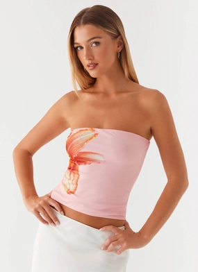 Fall For You Strapless Top - Pink Double Stitched Seams Stay Cool Technology