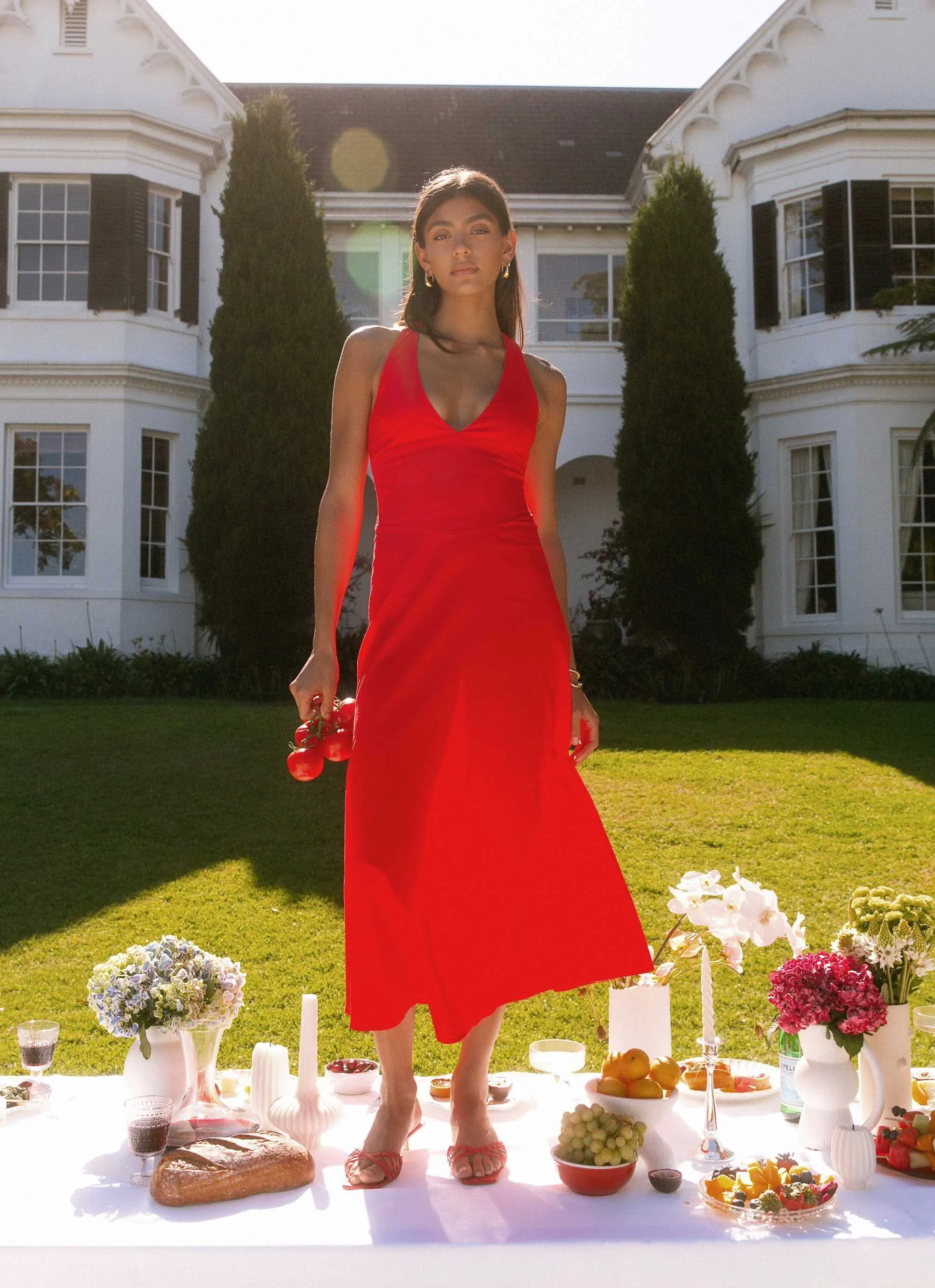 Falling For You Midi Dress - Red Versatile Wearable