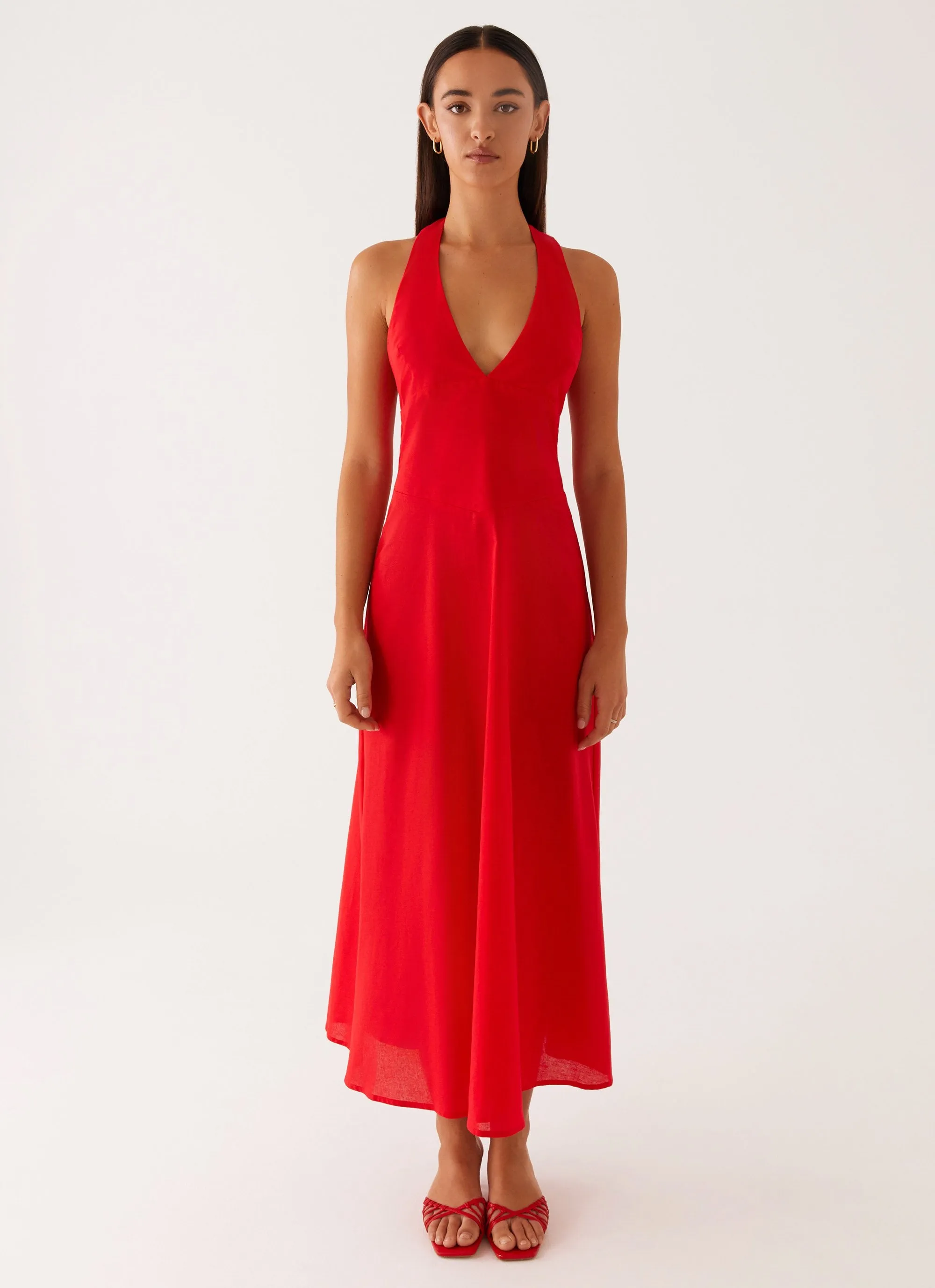 Falling For You Midi Dress - Red Charming Style Minimal Detail