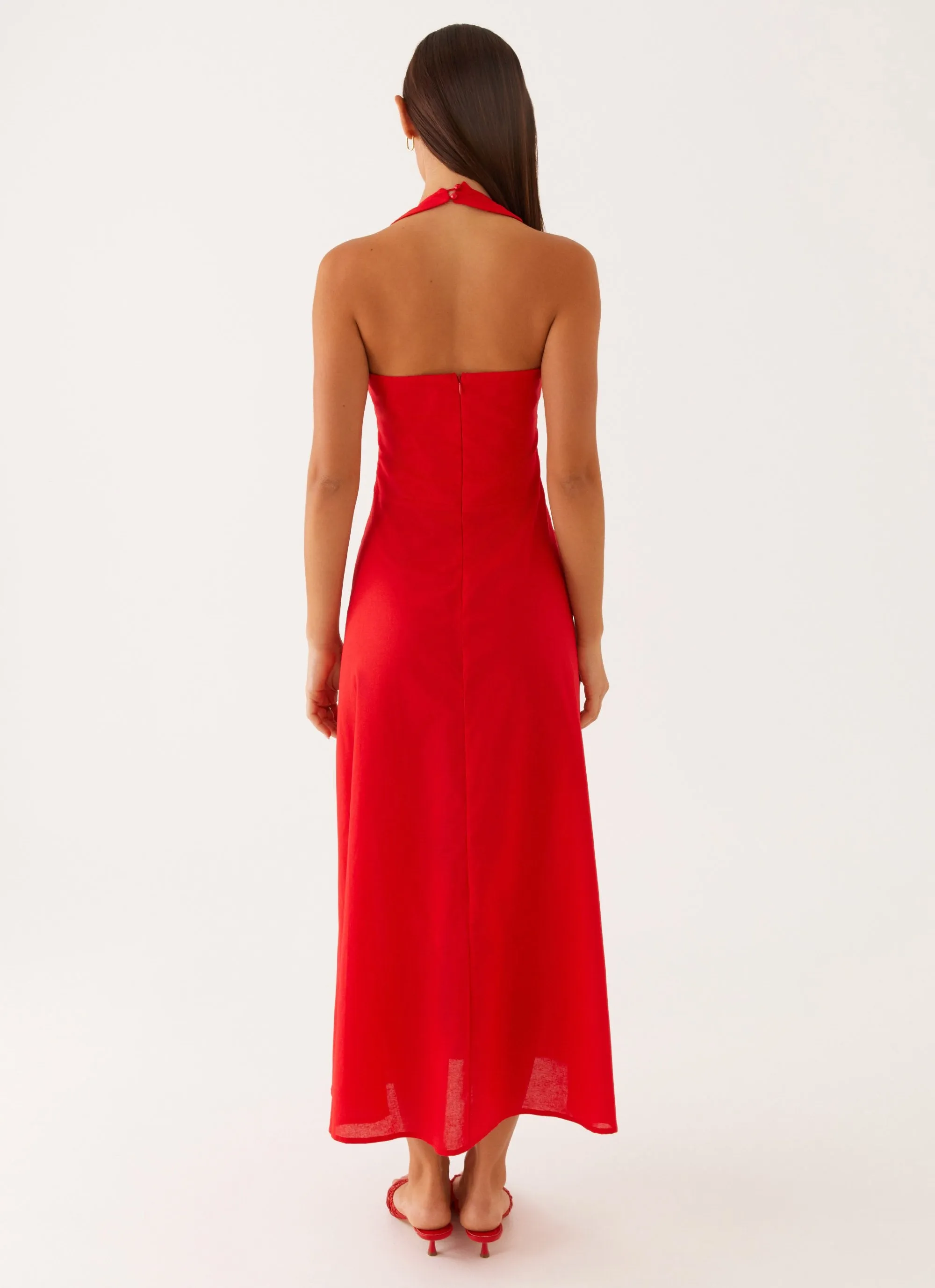 Falling For You Midi Dress - Red Quiet Sweet