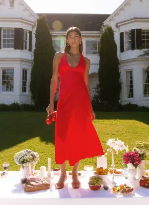 Falling For You Midi Dress - Red Versatile Wearable