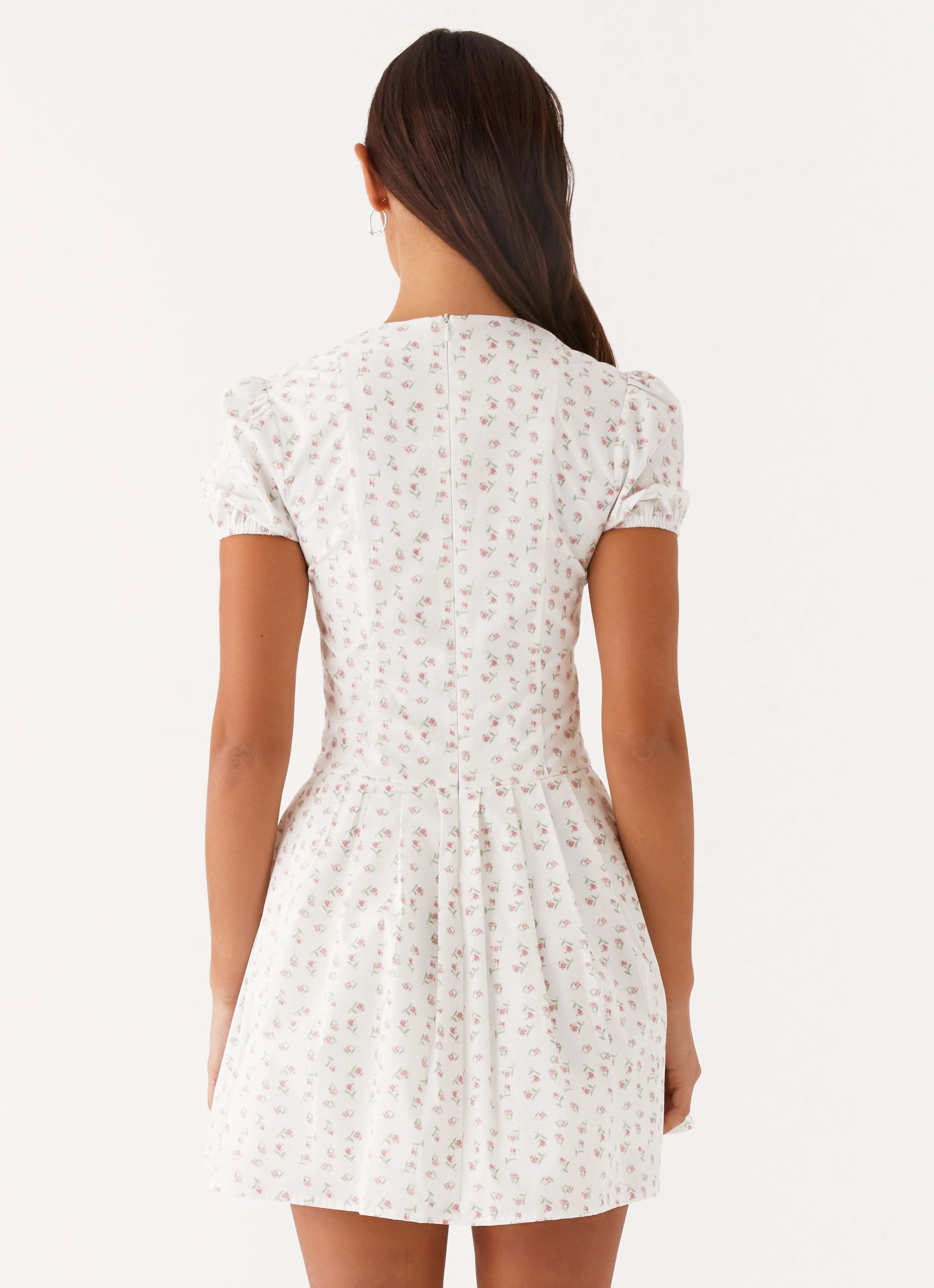 Clean Stitch Falling Water Mini Dress - White Floral
