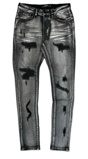 Fameux Ripped & Repaired Jeans (Smoke Grey)