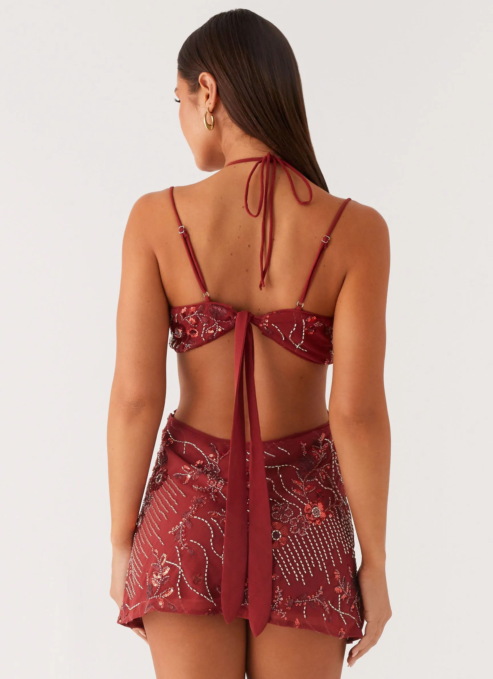 Sahara Nights Beaded Mini Dress - Rust Flattering Fit Breeze Flow