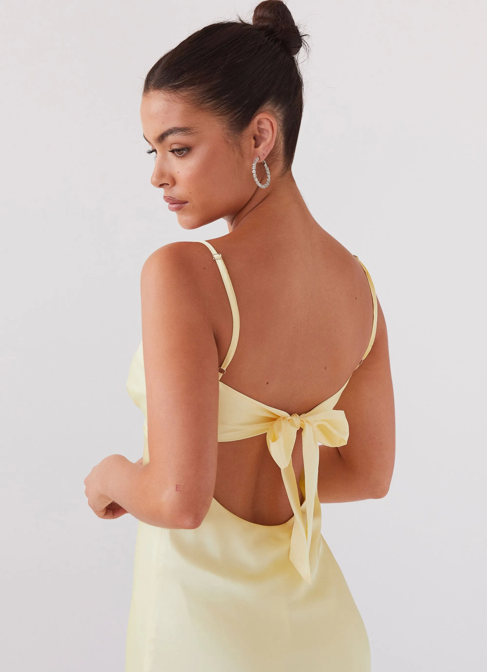 Smooth Layers Flora Satin Maxi Dress - Lemon
