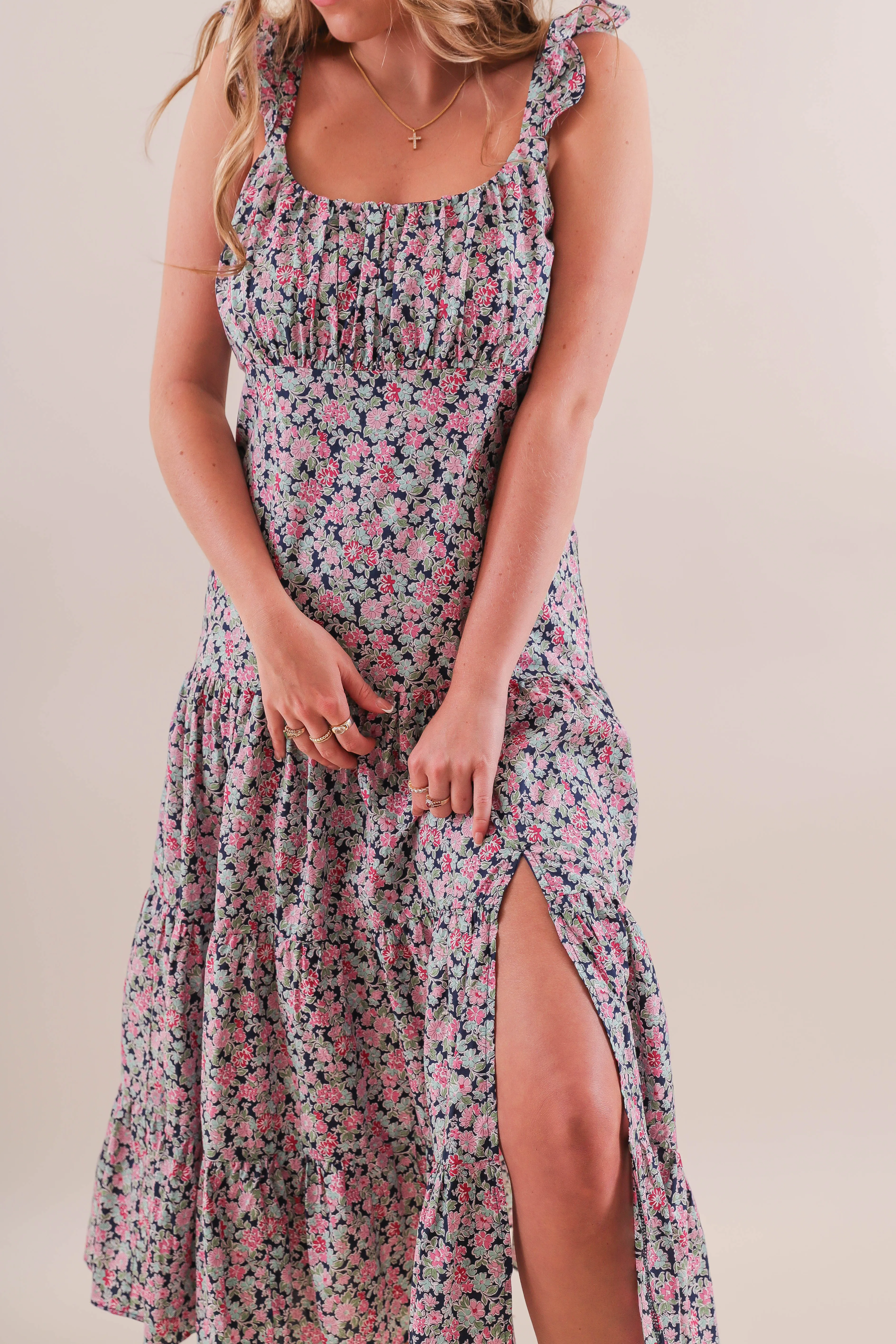 So Matter of Fact Maxi Dress Garden-Party Ruffle Hem