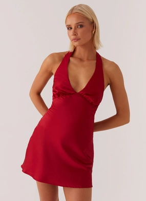 Heavy Hearted Mini Dress - Red Flowy summer gown
