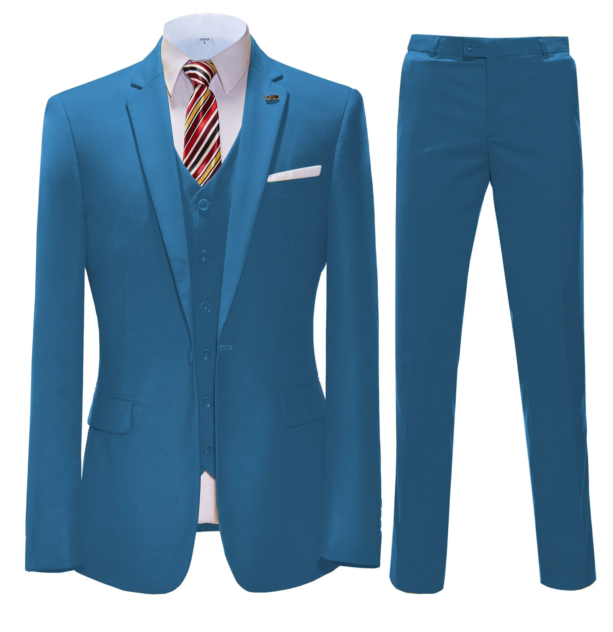 Fashion 3 Pieces Mens Suit Flat Notch Lapel Tuxedos For Wedding (Blazer vest Pants)
