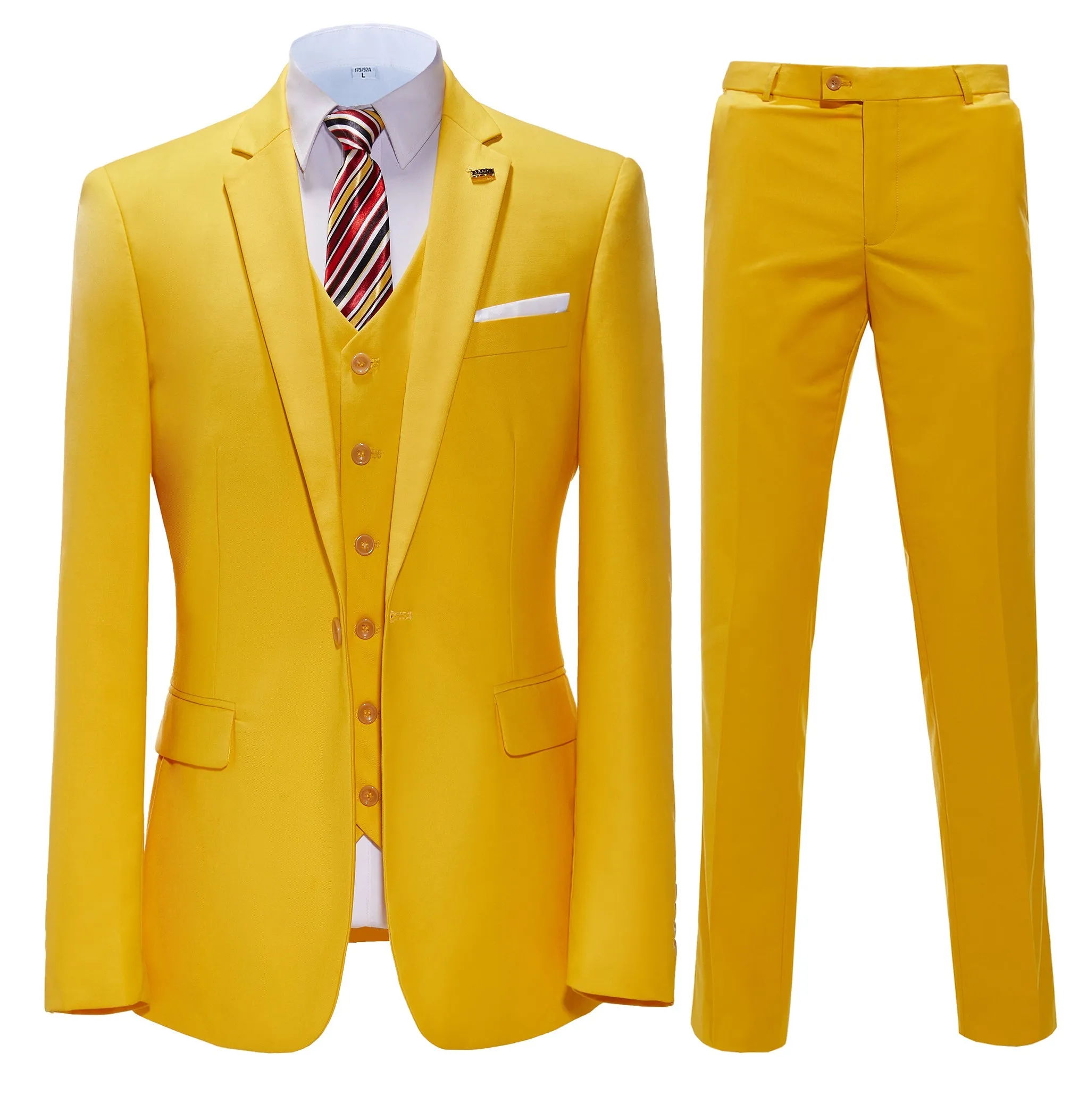 Fashion 3 Pieces Mens Suit Flat Notch Lapel Tuxedos For Wedding (Blazer vest Pants)