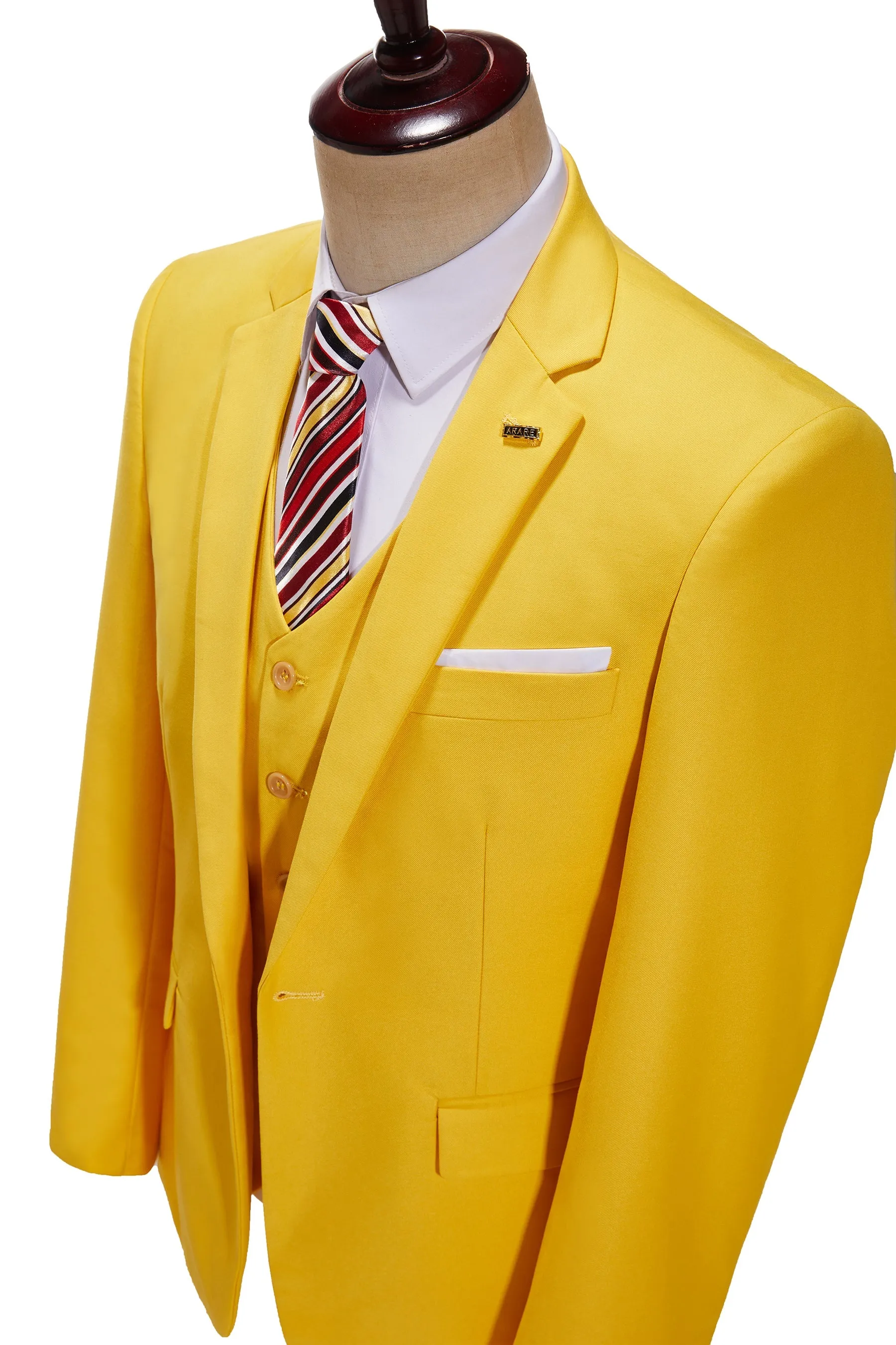 Fashion 3 Pieces Mens Suit Flat Notch Lapel Tuxedos For Wedding (Blazer vest Pants)