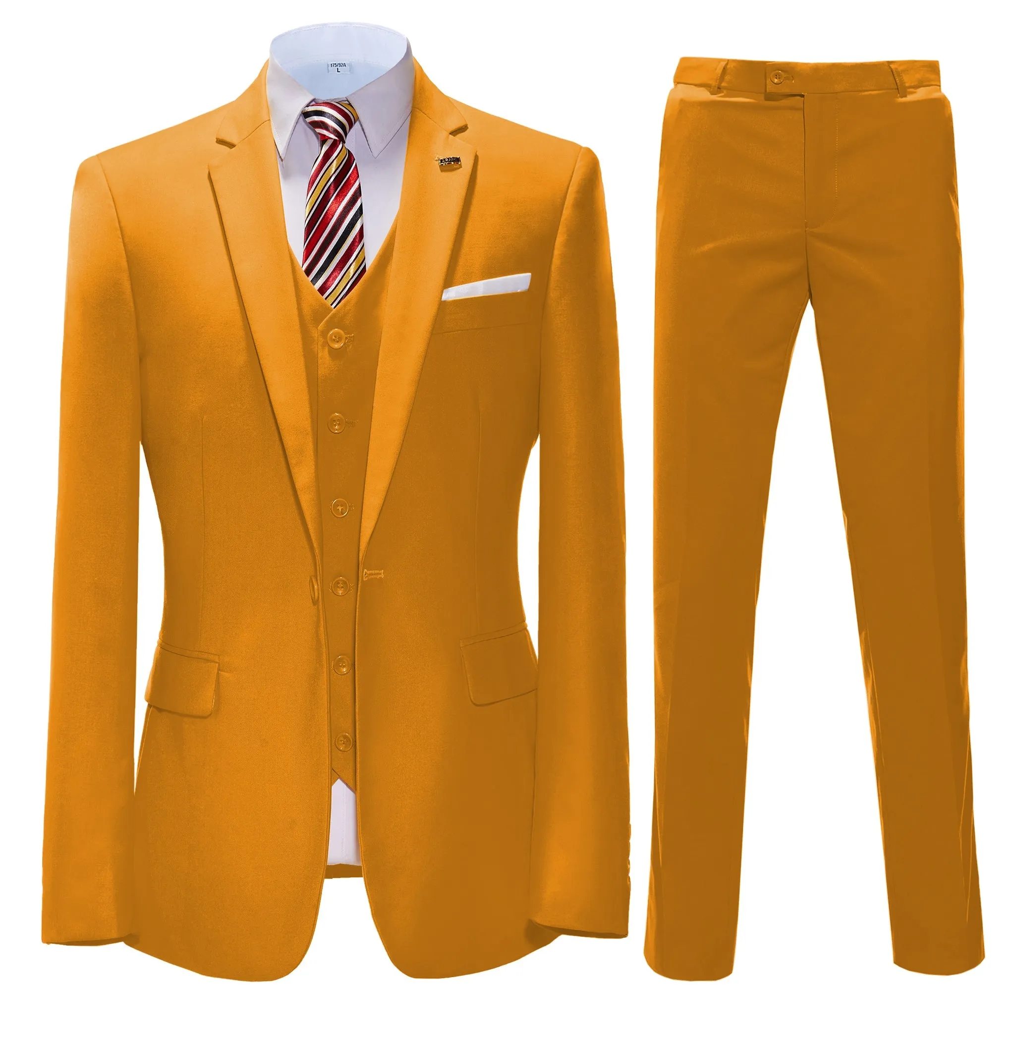 Fashion 3 Pieces Mens Suit Flat Notch Lapel Tuxedos For Wedding (Blazer vest Pants)