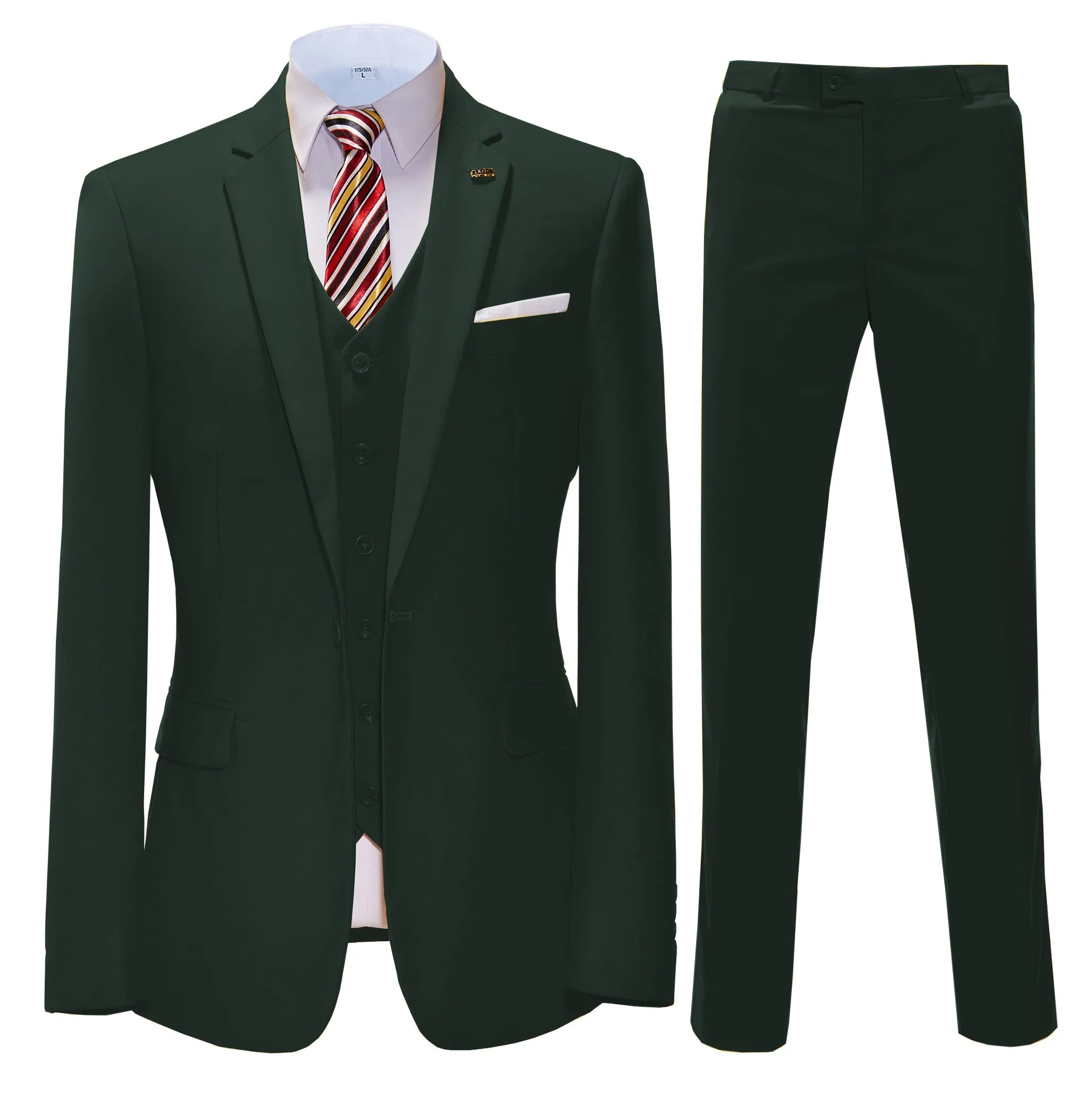 Fashion 3 Pieces Mens Suit Flat Notch Lapel Tuxedos For Wedding (Blazer vest Pants)