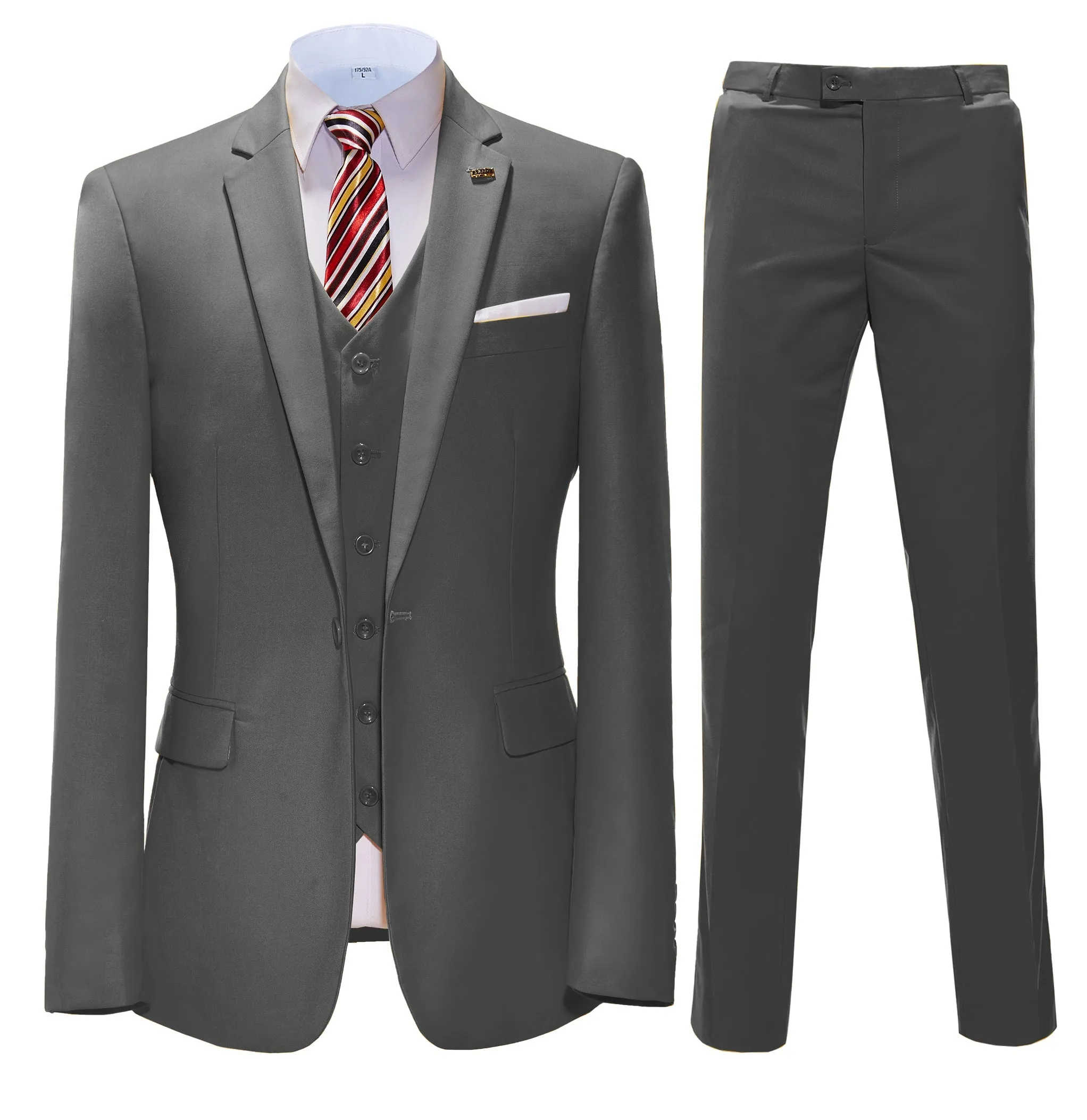 Fashion 3 Pieces Mens Suit Flat Notch Lapel Tuxedos For Wedding (Blazer vest Pants)