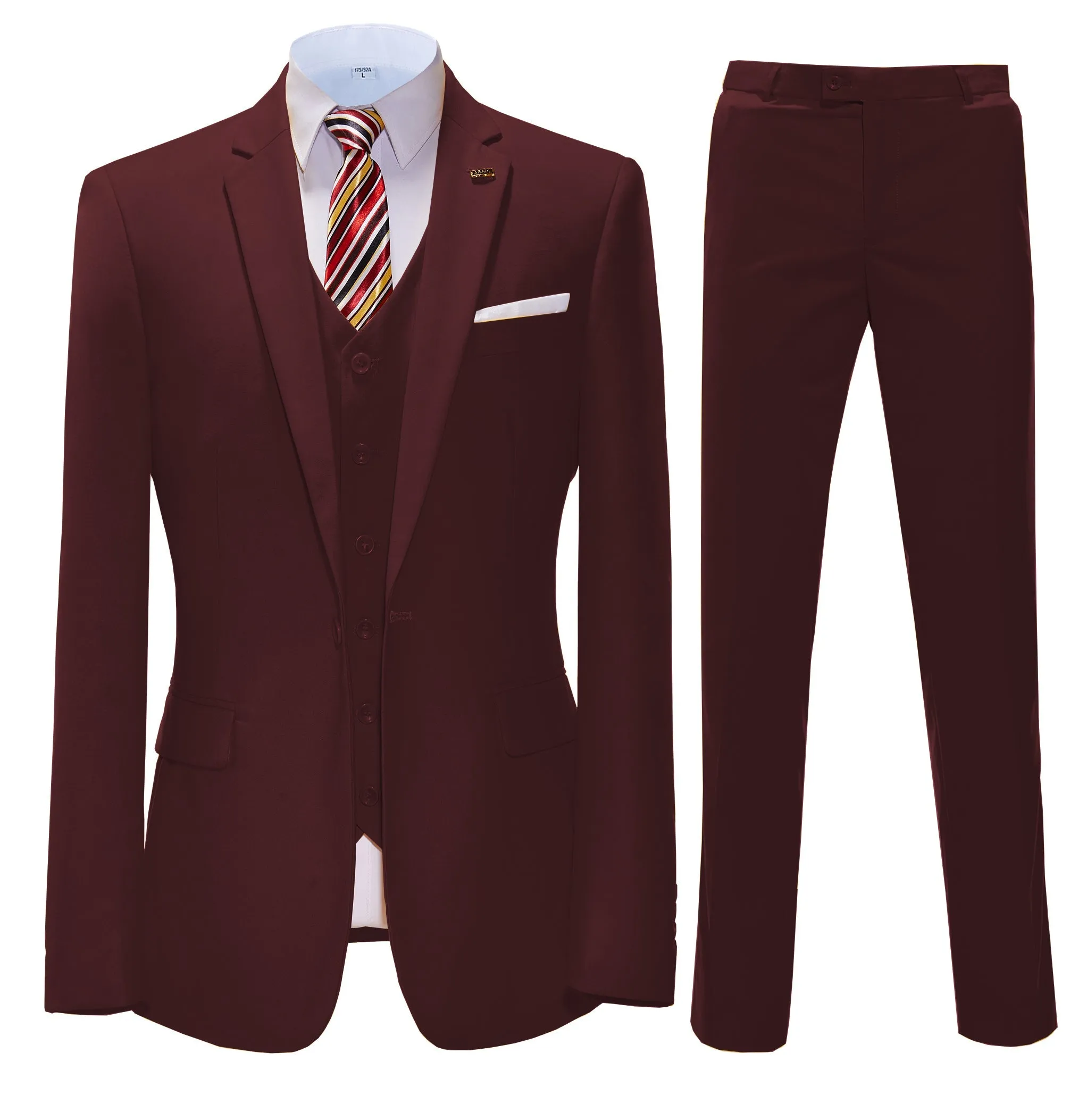Fashion 3 Pieces Mens Suit Flat Notch Lapel Tuxedos For Wedding (Blazer vest Pants)