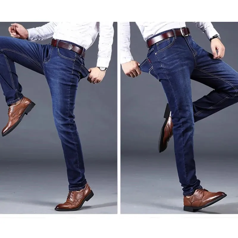 Fashion autumn/Winter jeans men's loose straight middle-aged casual high-waisted pants