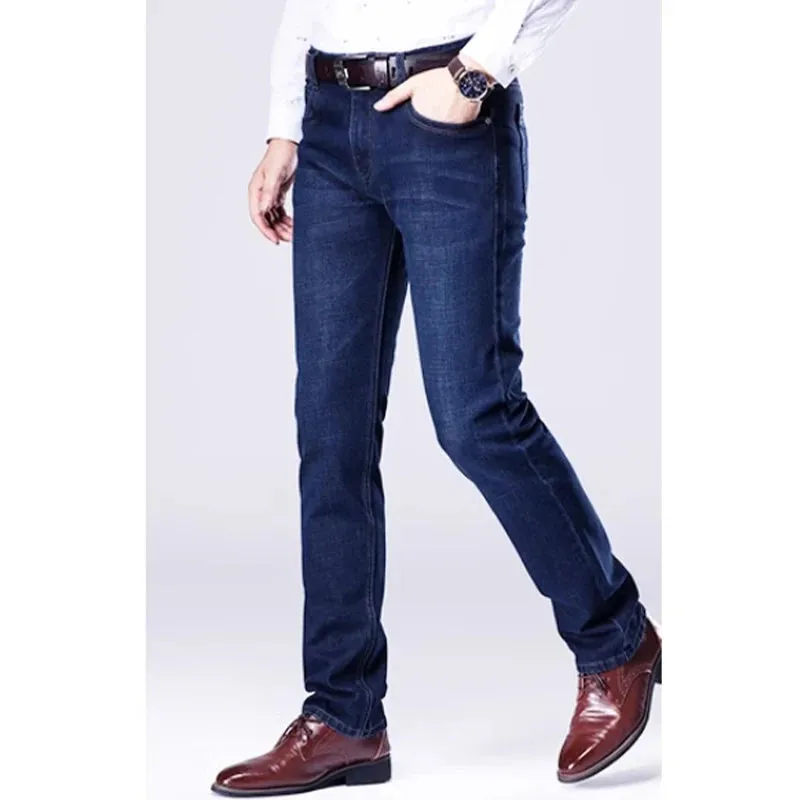 Fashion autumn/Winter jeans men's loose straight middle-aged casual high-waisted pants