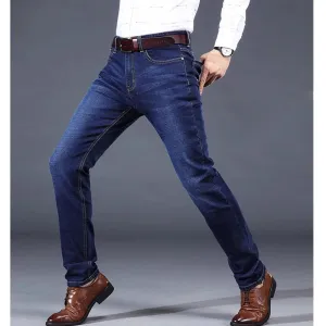 Fashion autumn/Winter jeans men's loose straight middle-aged casual high-waisted pants