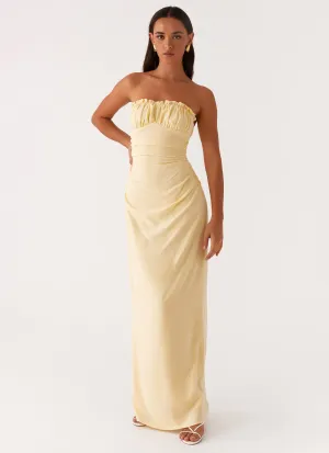 Feminine Charm Sharp Finish Xena Gathered Maxi Dress - Yellow