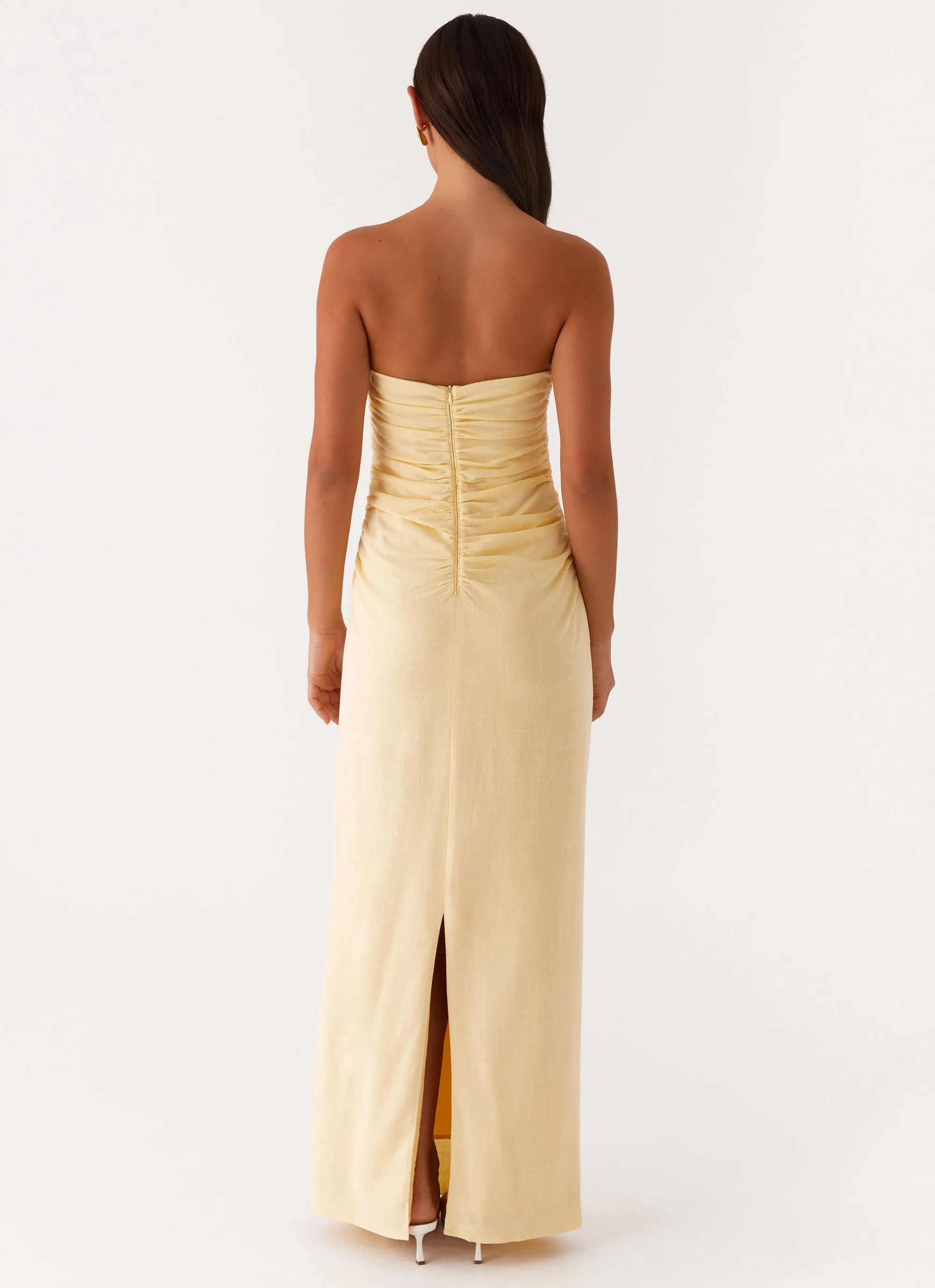 Xena Gathered Maxi Dress - Yellow Layer Light Luxe Mood