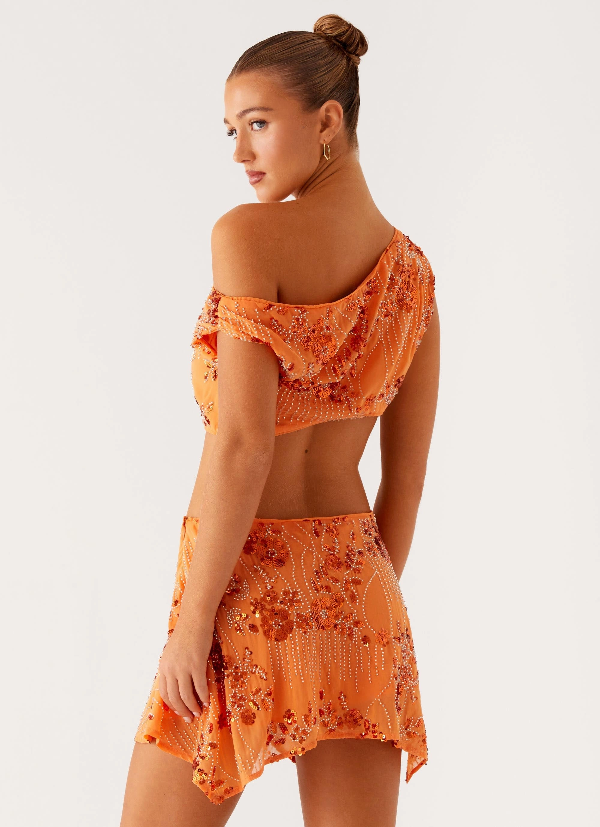 Petal Zone Easy to Wear Aletta Sequin Mini Dress - Orange