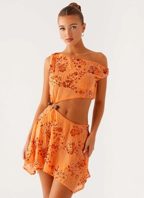 Aletta Sequin Mini Dress - Orange Smooth Vibes Feminine Energy